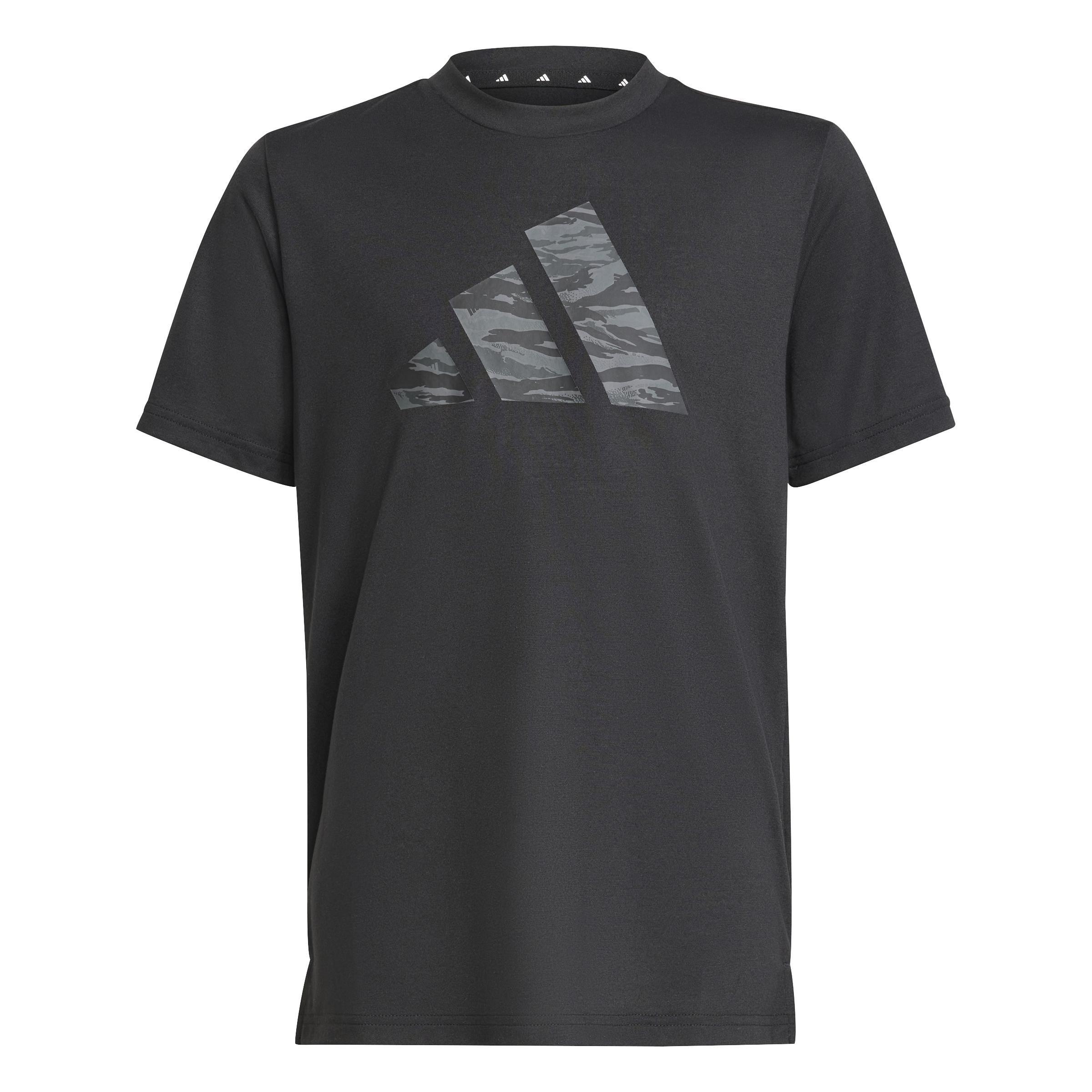 Unisex Kids Training Essentials Camo-Print T-Shirt, Black, A701_ONE, large image number 0