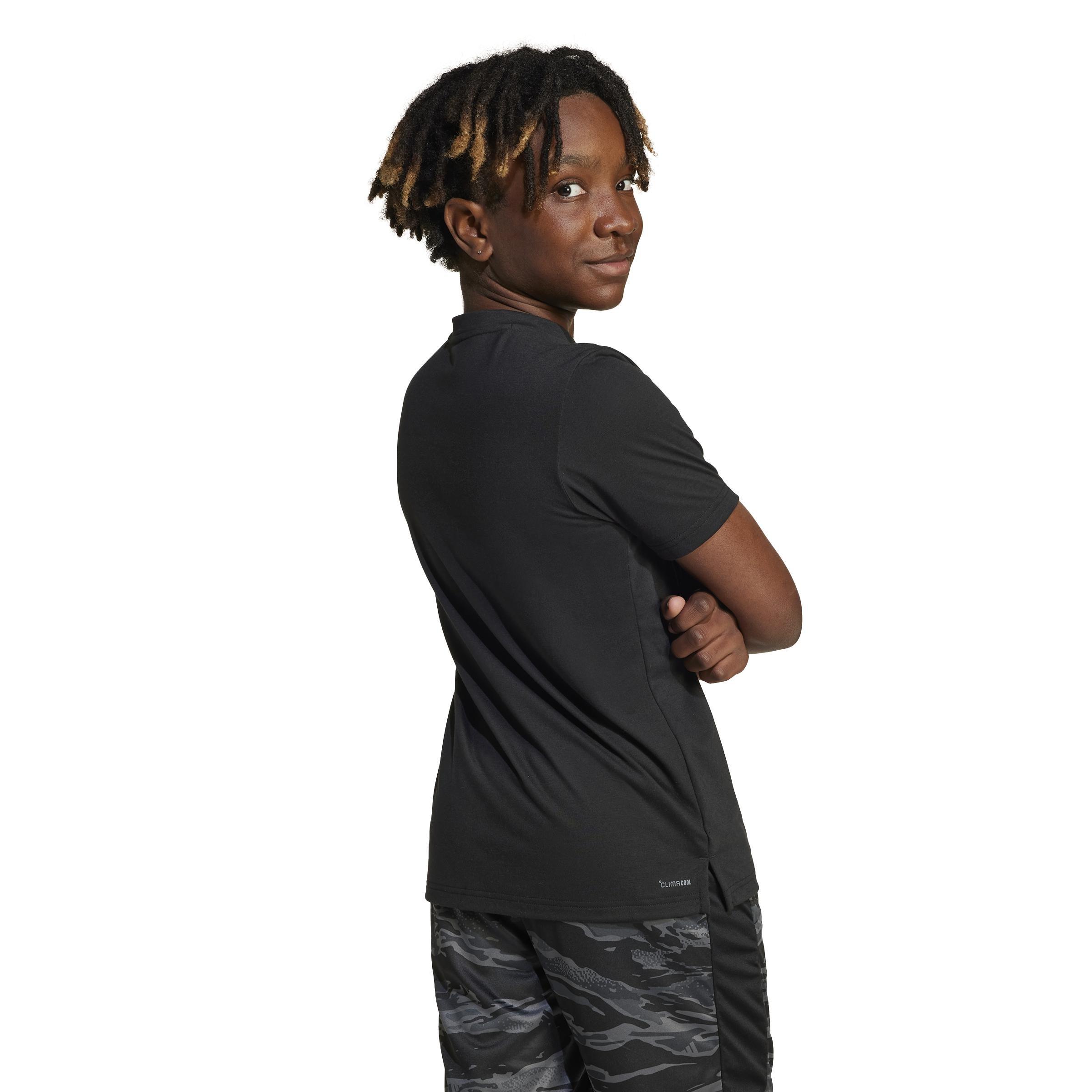 Unisex Kids Training Essentials Camo-Print T-Shirt, Black, A701_ONE, large image number 1