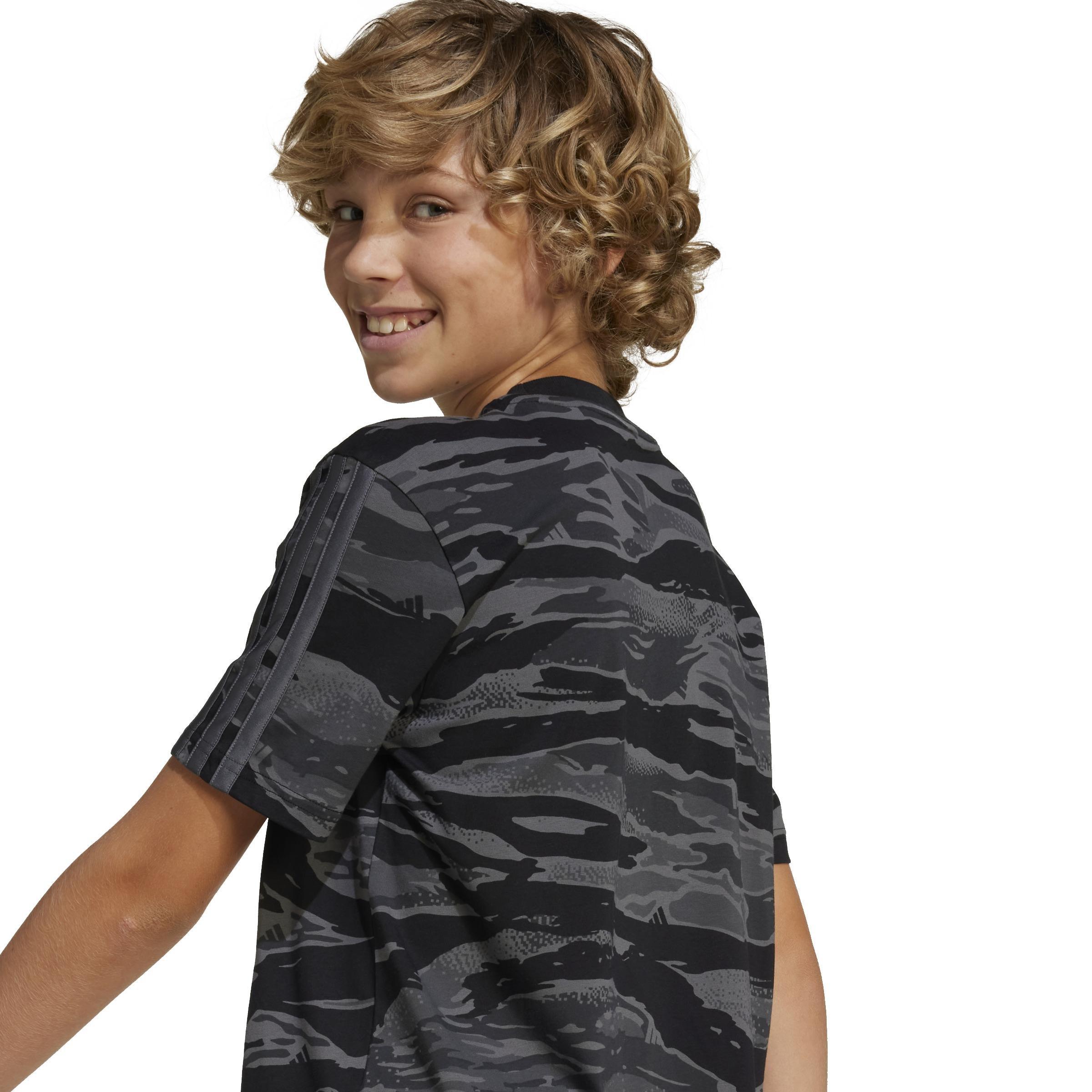 Unisex Kids Seasonal Essentials Camo T-Shirt, Black, , large image number 5