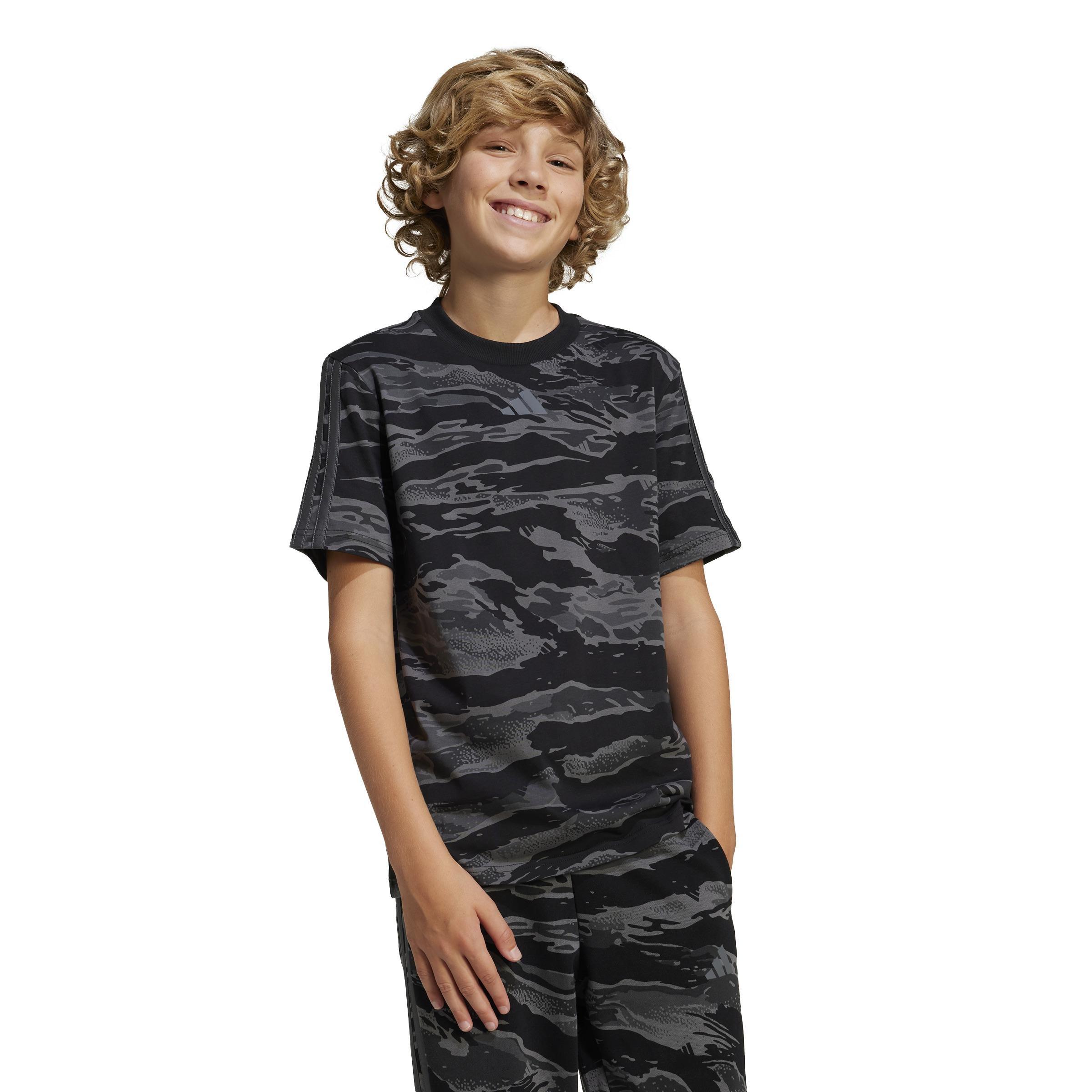 Unisex Kids Seasonal Essentials Camo T-Shirt, Black, , large image number 9