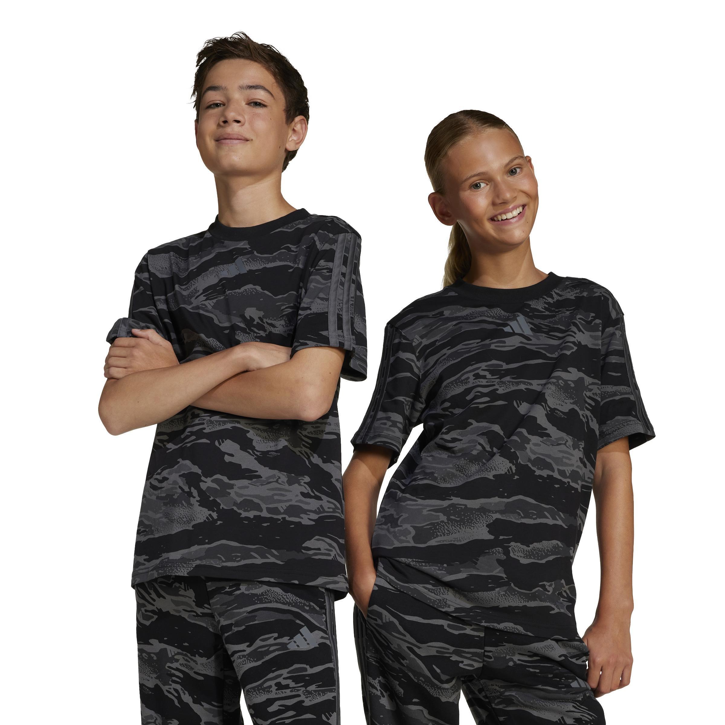 Unisex Kids Seasonal Essentials Camo T-Shirt, Black, , large image number 12
