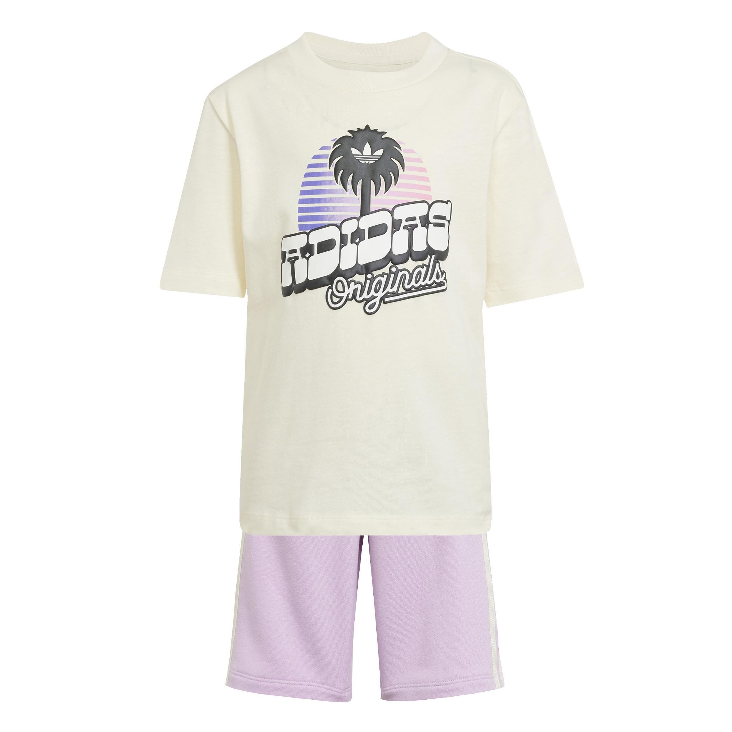 Unisex Kids Shorts and Tee Set, Beige, , large image number 0
