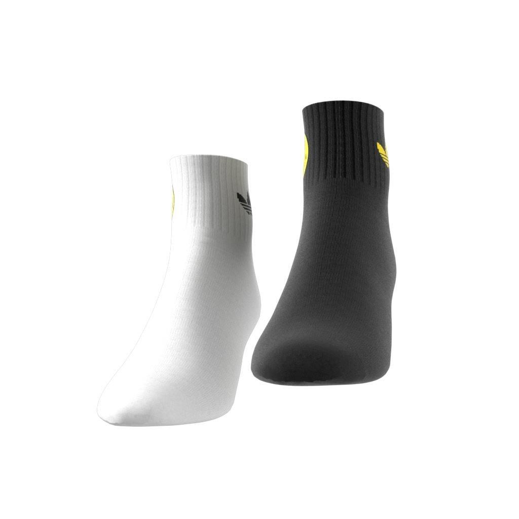 Unisex adidas Originals x Smiley Mid Ankle Socks 2 Pairs, White, A701_ONE, large image number 4