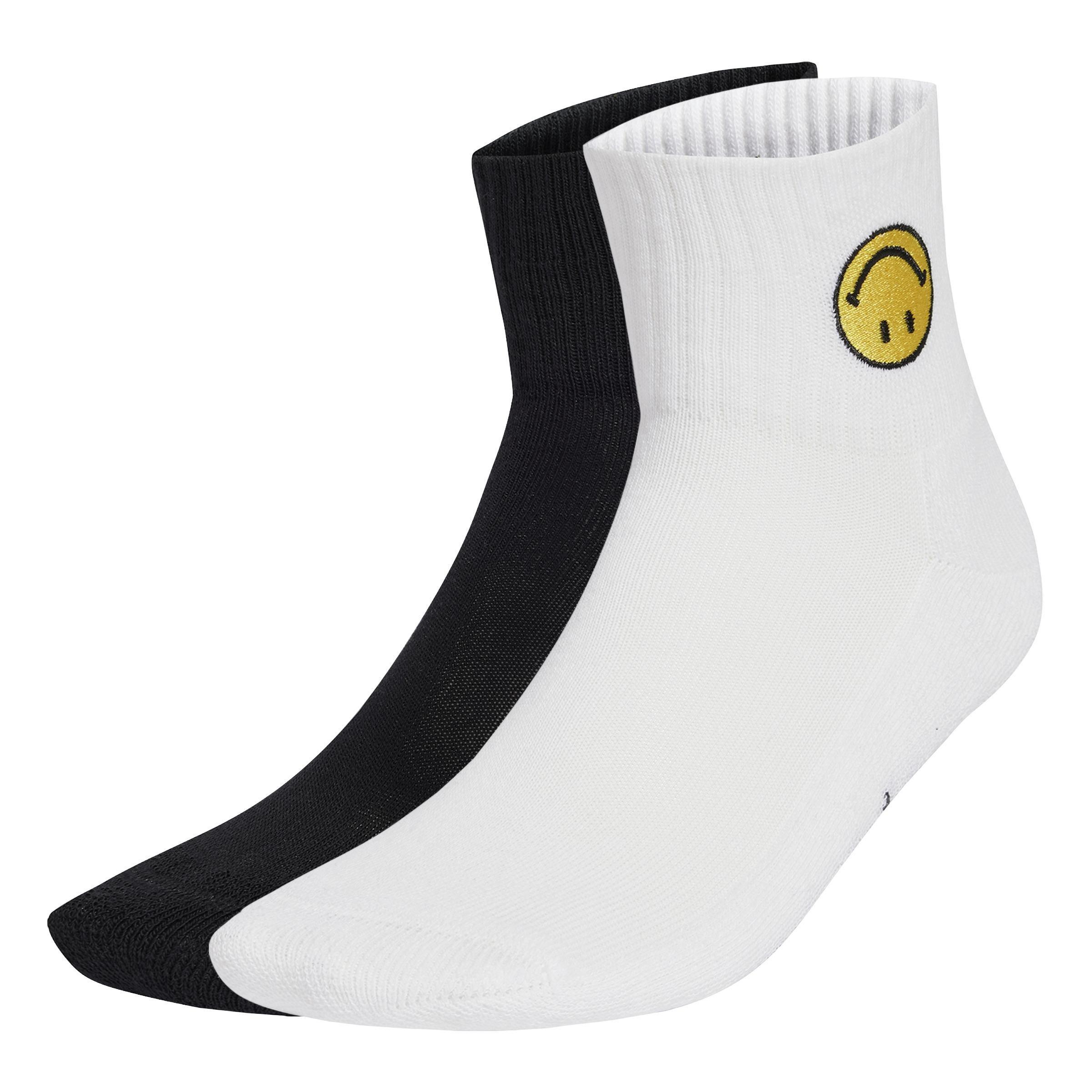 Unisex adidas Originals x Smiley Mid Ankle Socks 2 Pairs, White, A701_ONE, large image number 5