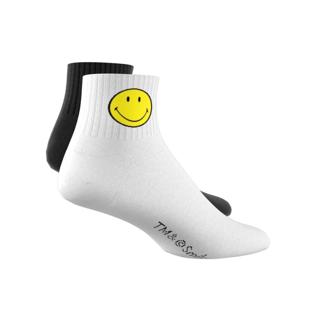 Unisex adidas Originals x Smiley Mid Ankle Socks 2 Pairs, White, A701_ONE, large image number 6