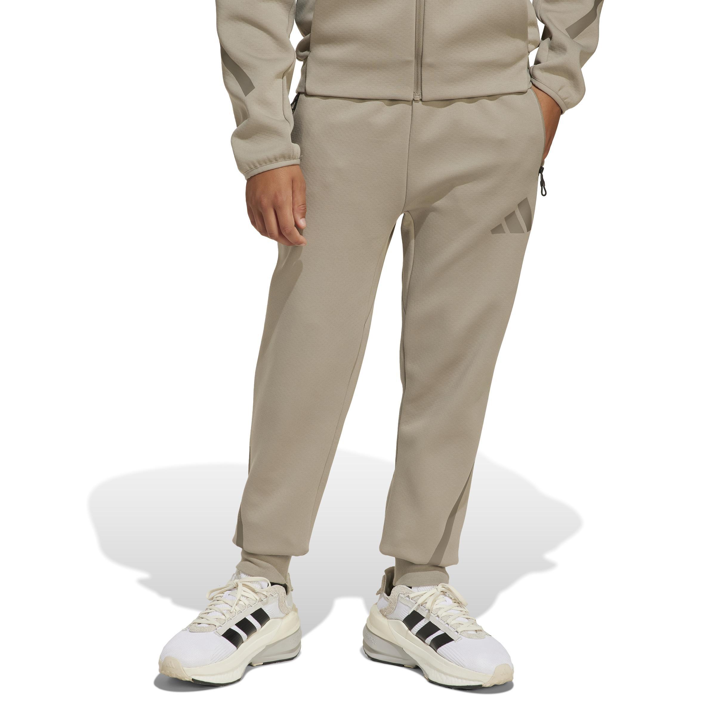 Unisex adidas Z.N.E. Tapered-Leg Tracksuit Bottoms Kids, Beige, A701_ONE, large image number 9