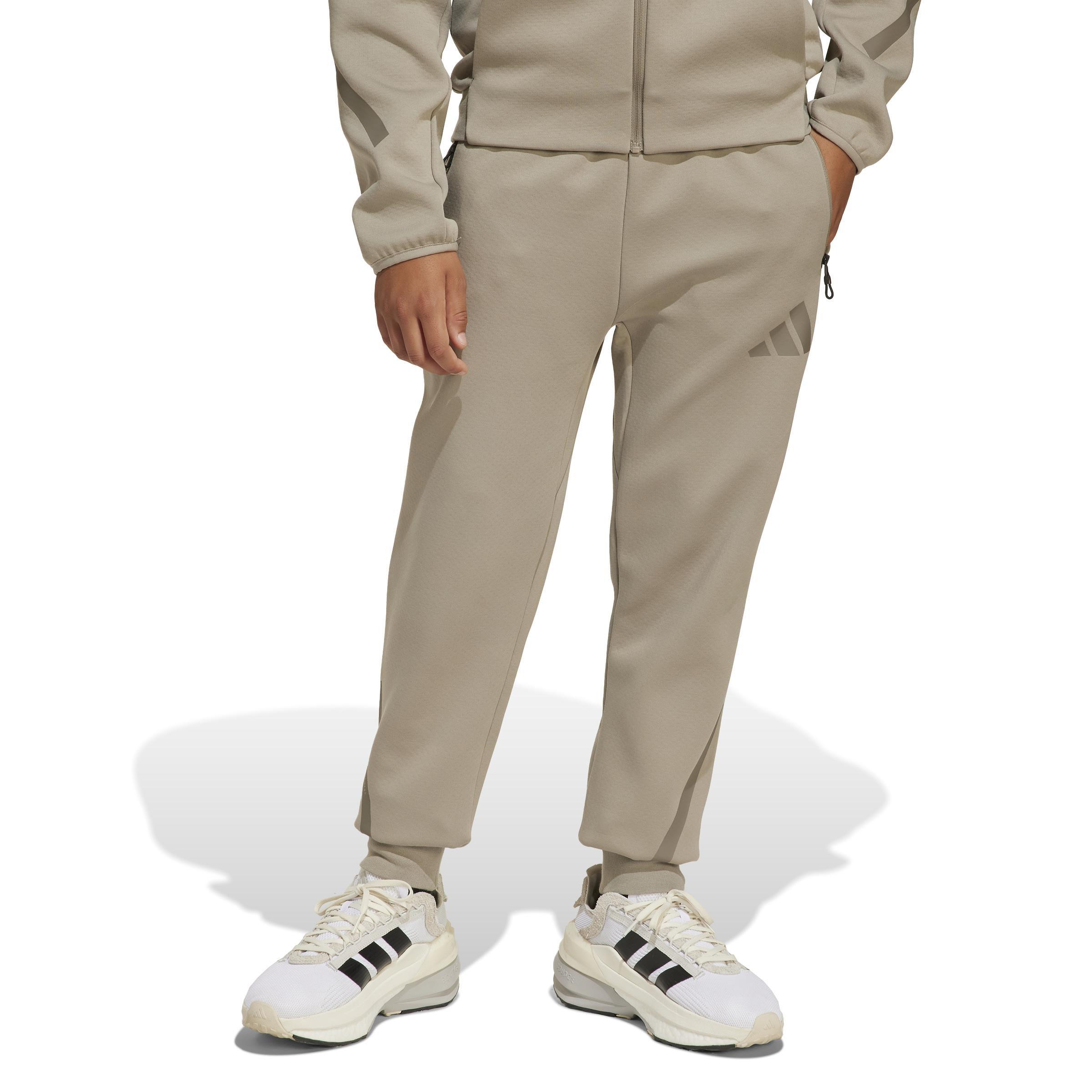 Unisex Kids adidas Z.N.E. Tapered-Leg Tracksuit Bottoms, Beige, , large image number 9