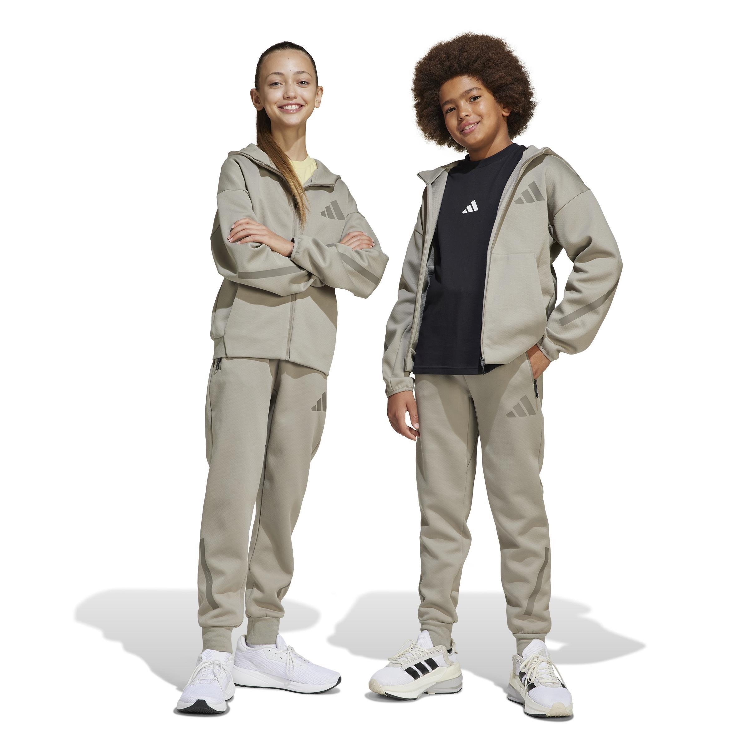 Unisex Kids adidas Z.N.E. Tapered-Leg Tracksuit Bottoms, Beige, , large image number 12