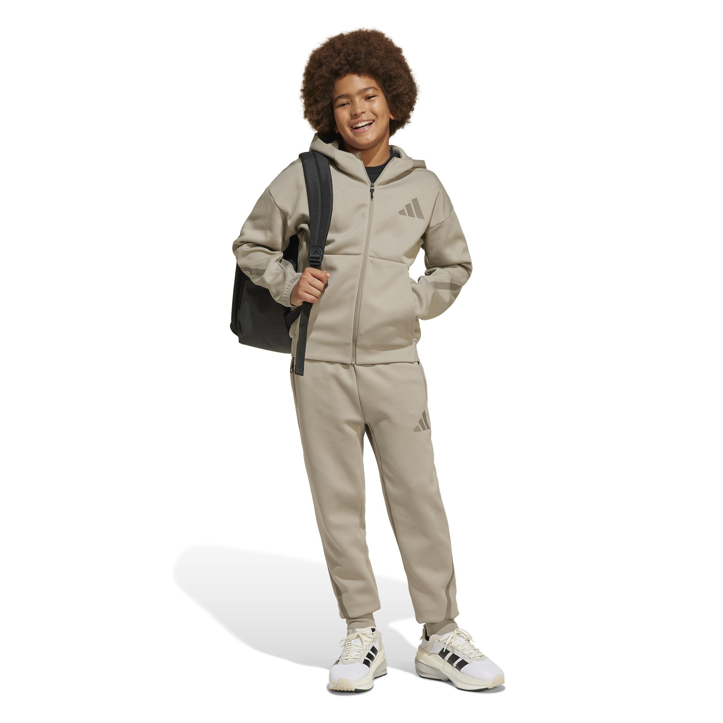 Unisex Kids adidas Z.N.E. Tapered-Leg Tracksuit Bottoms, Beige, , large image number 14