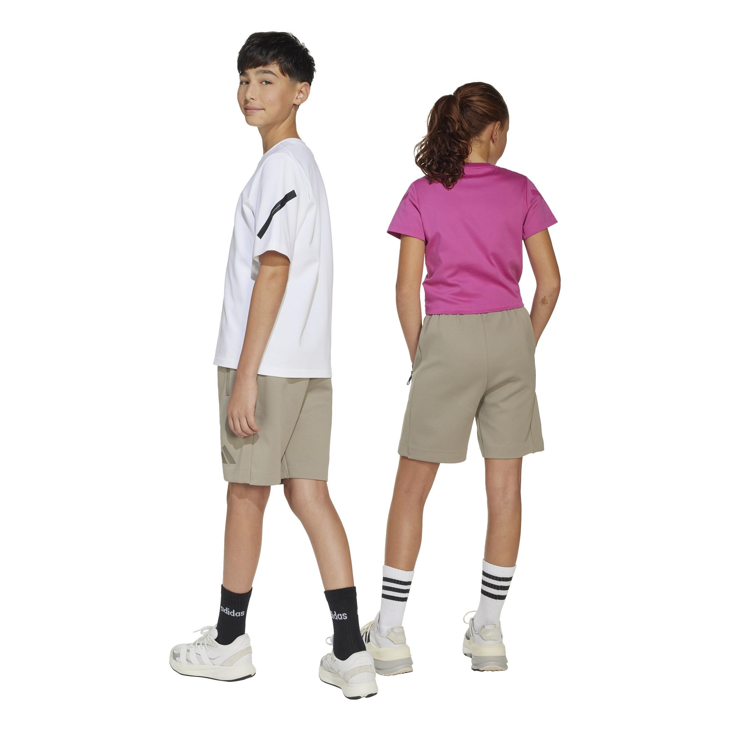 Unisex Kids adidas Z.N.E. Shorts, Beige, A701_ONE, large image number 2