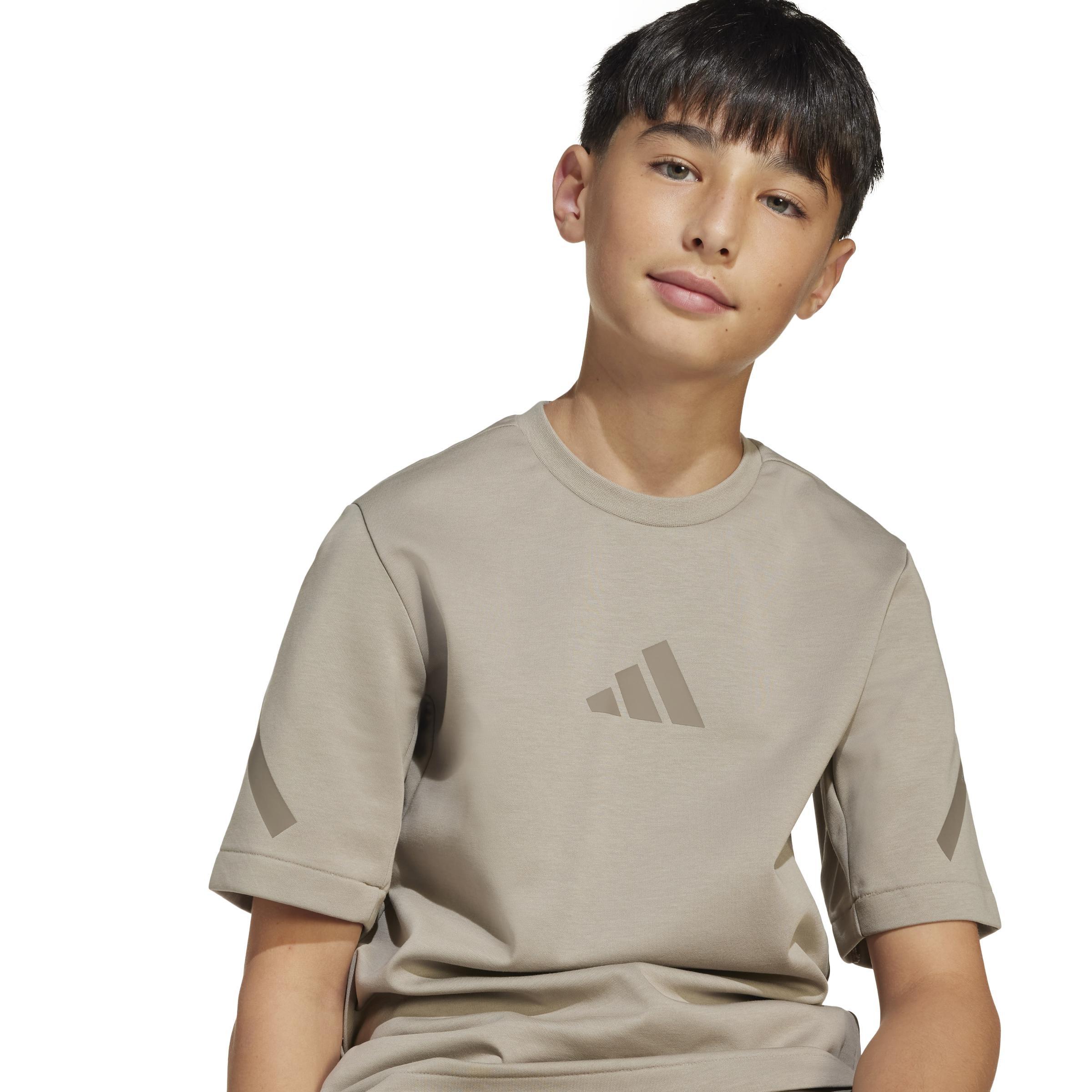 Unisex Kids adidas Z.N.E. T-Shirt, Beige, A701_ONE, large image number 4