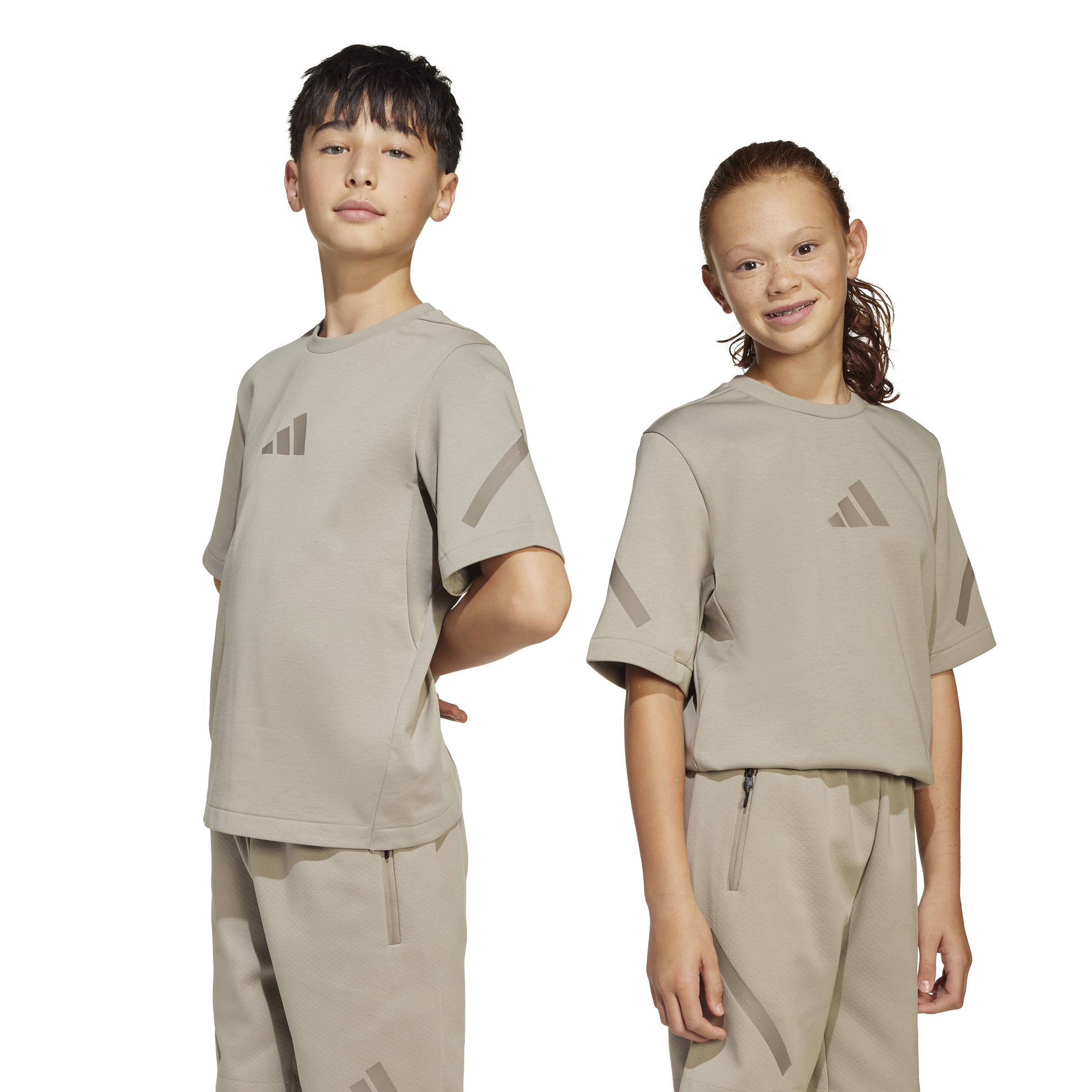 Unisex Kids adidas Z.N.E. T-Shirt, Beige, A701_ONE, large image number 5