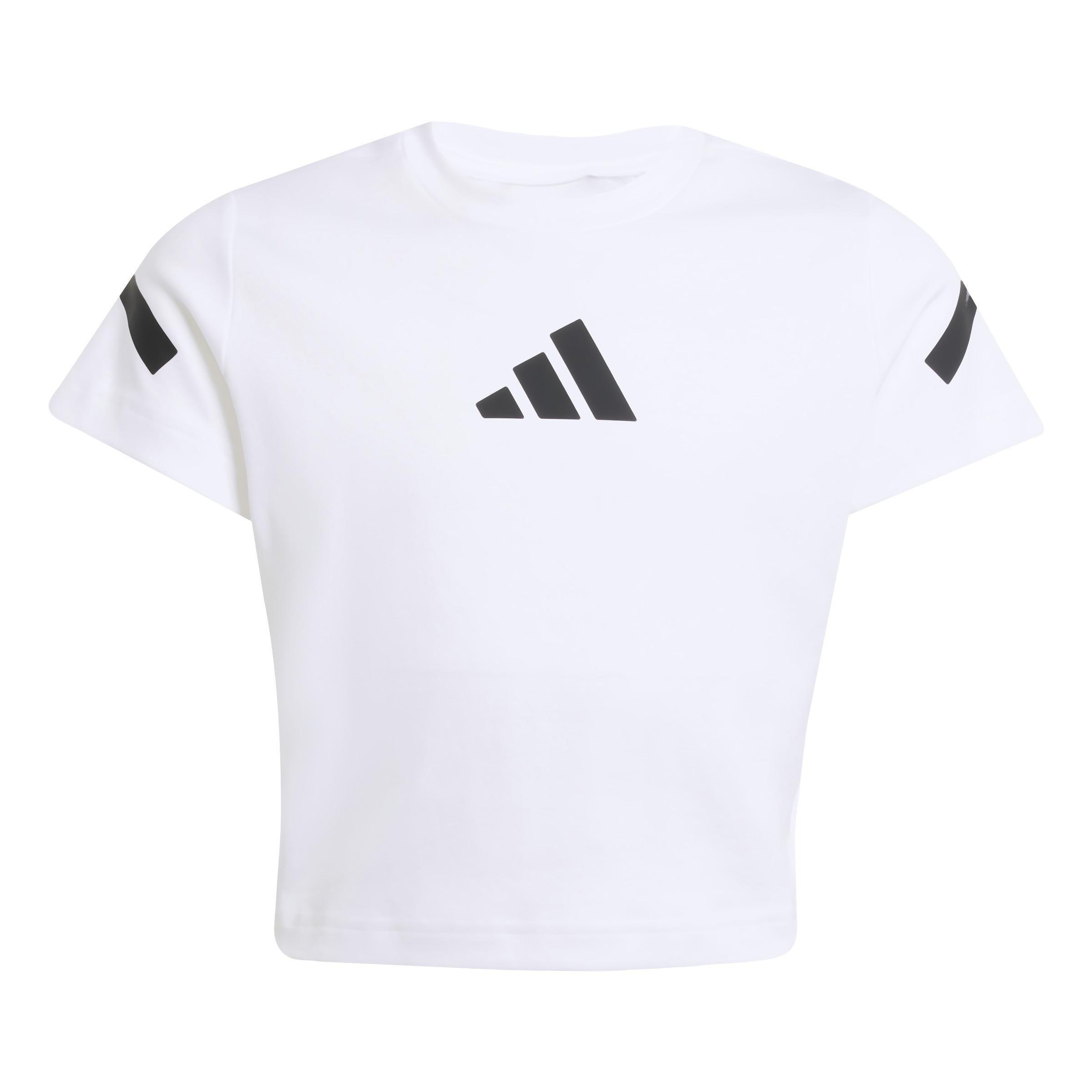 Kids adidas Z.N.E. Fitted Crop T-Shirt, White, A701_ONE, large image number 0
