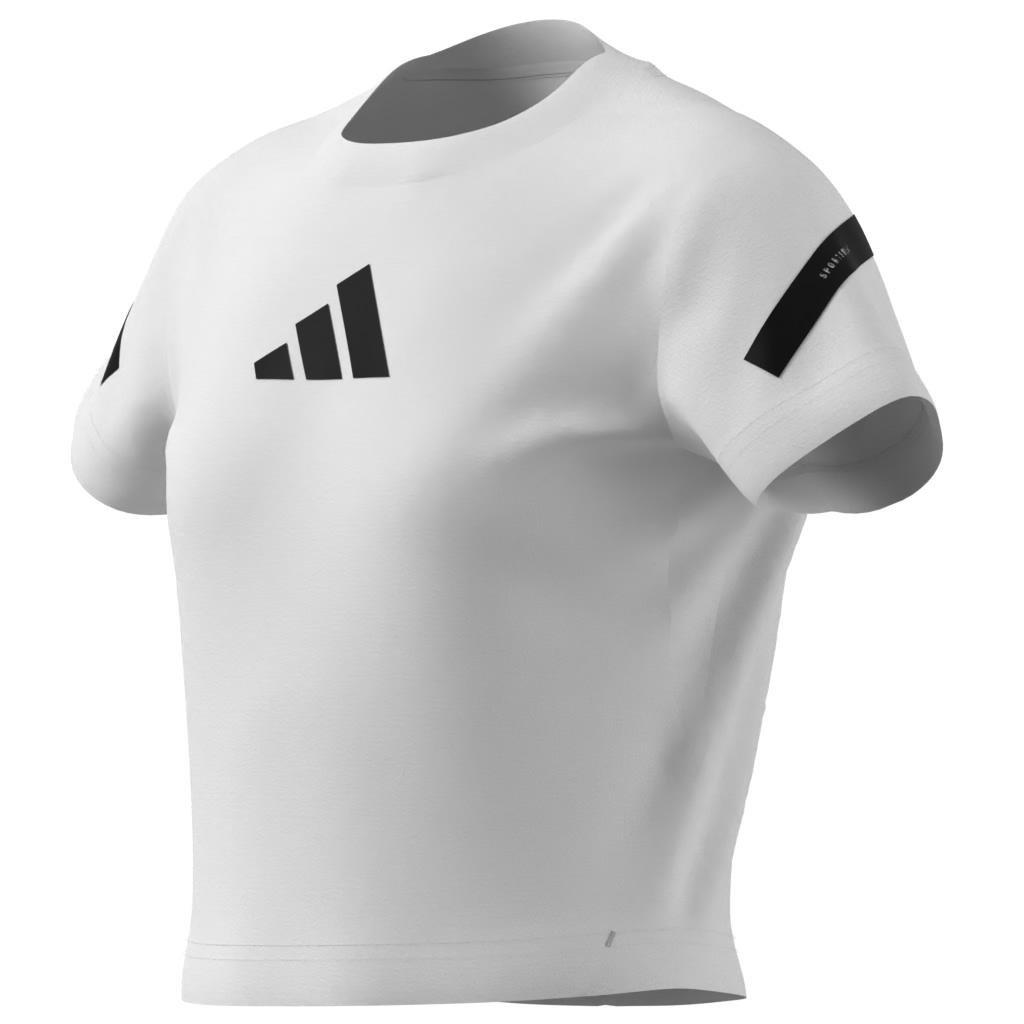 Kids adidas Z.N.E. Fitted Crop T-Shirt, White, A701_ONE, large image number 4