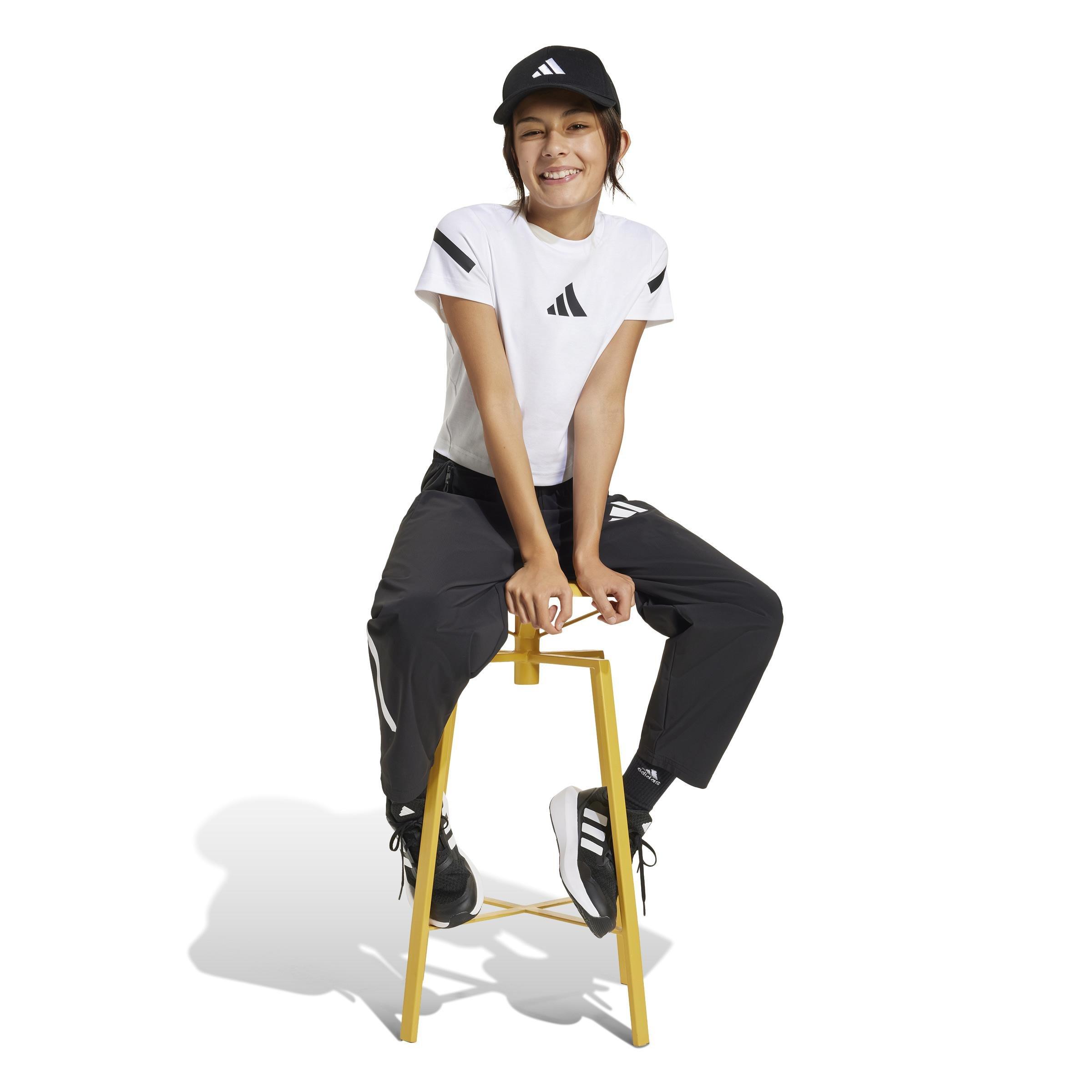 Kids adidas Z.N.E. Fitted Crop T-Shirt, White, A701_ONE, large image number 10