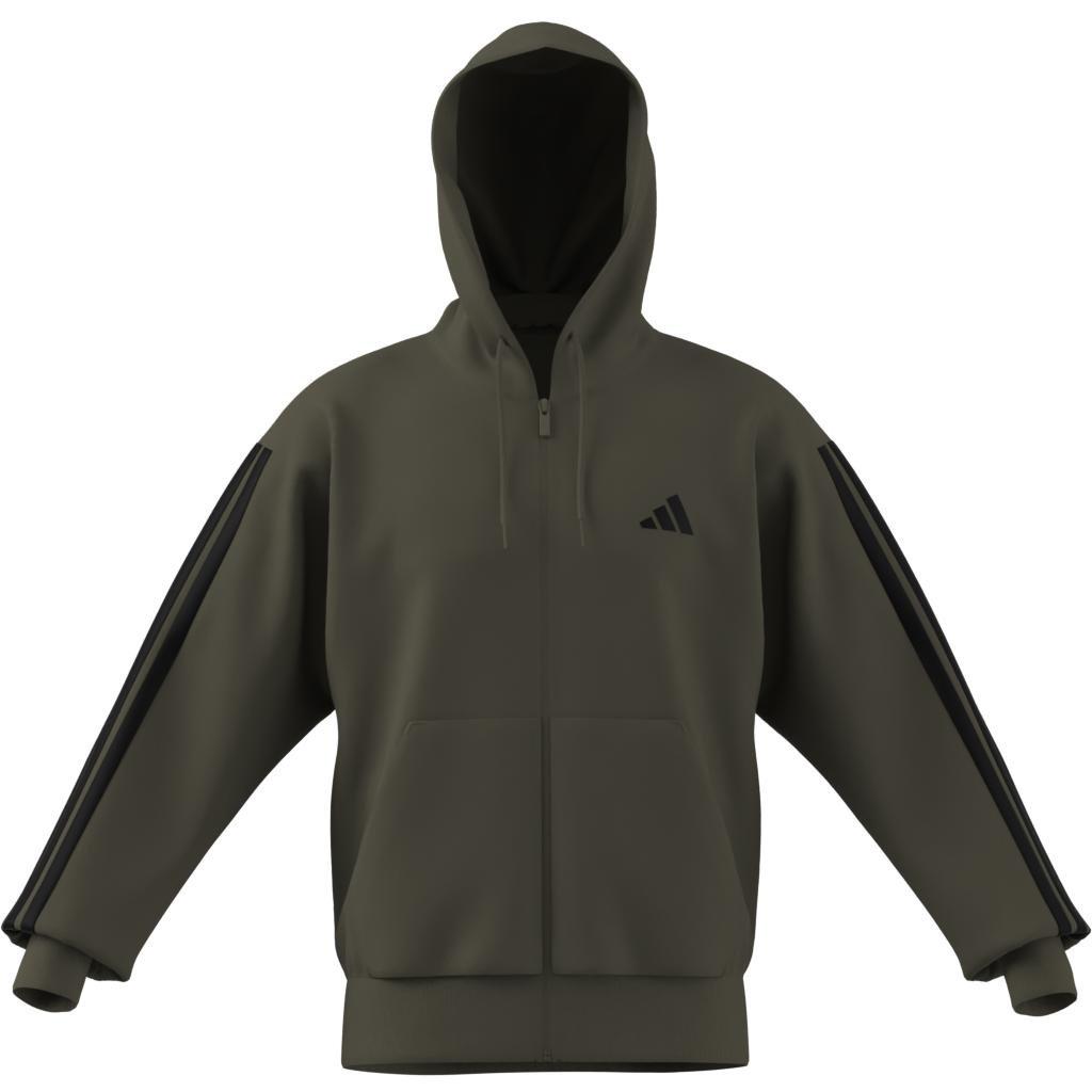 Essentials 3-Stripes Fleece Hoodie, Green, , large image number 5