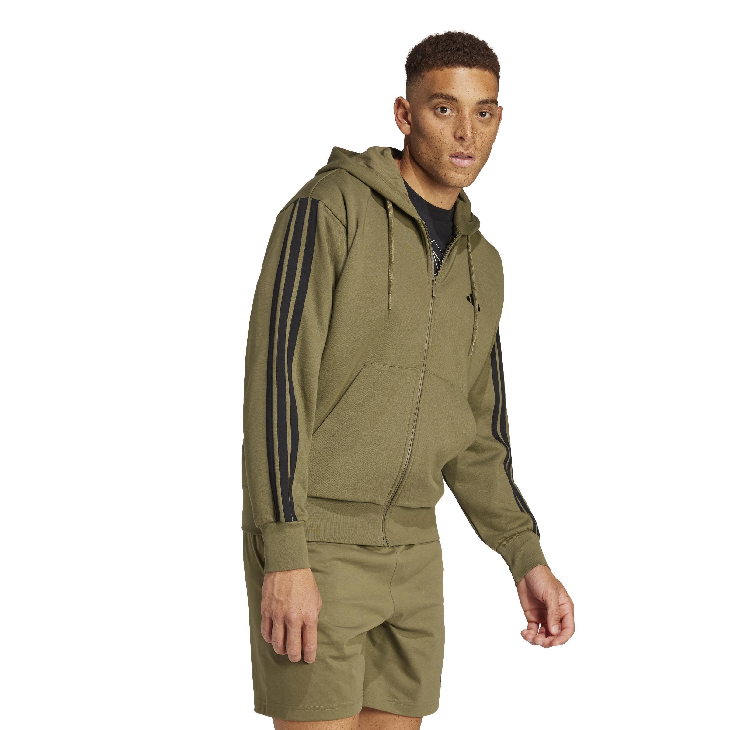 Essentials 3-Stripes Fleece Hoodie, Green, , large image number 6