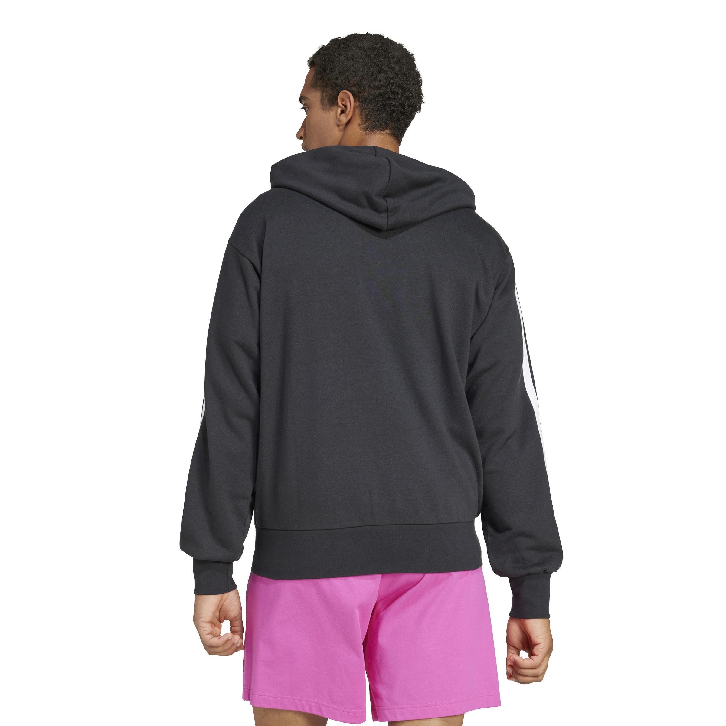 Essentials 3-Stripes French Terry Full-Zip Hoodie, Black, , large image number 2