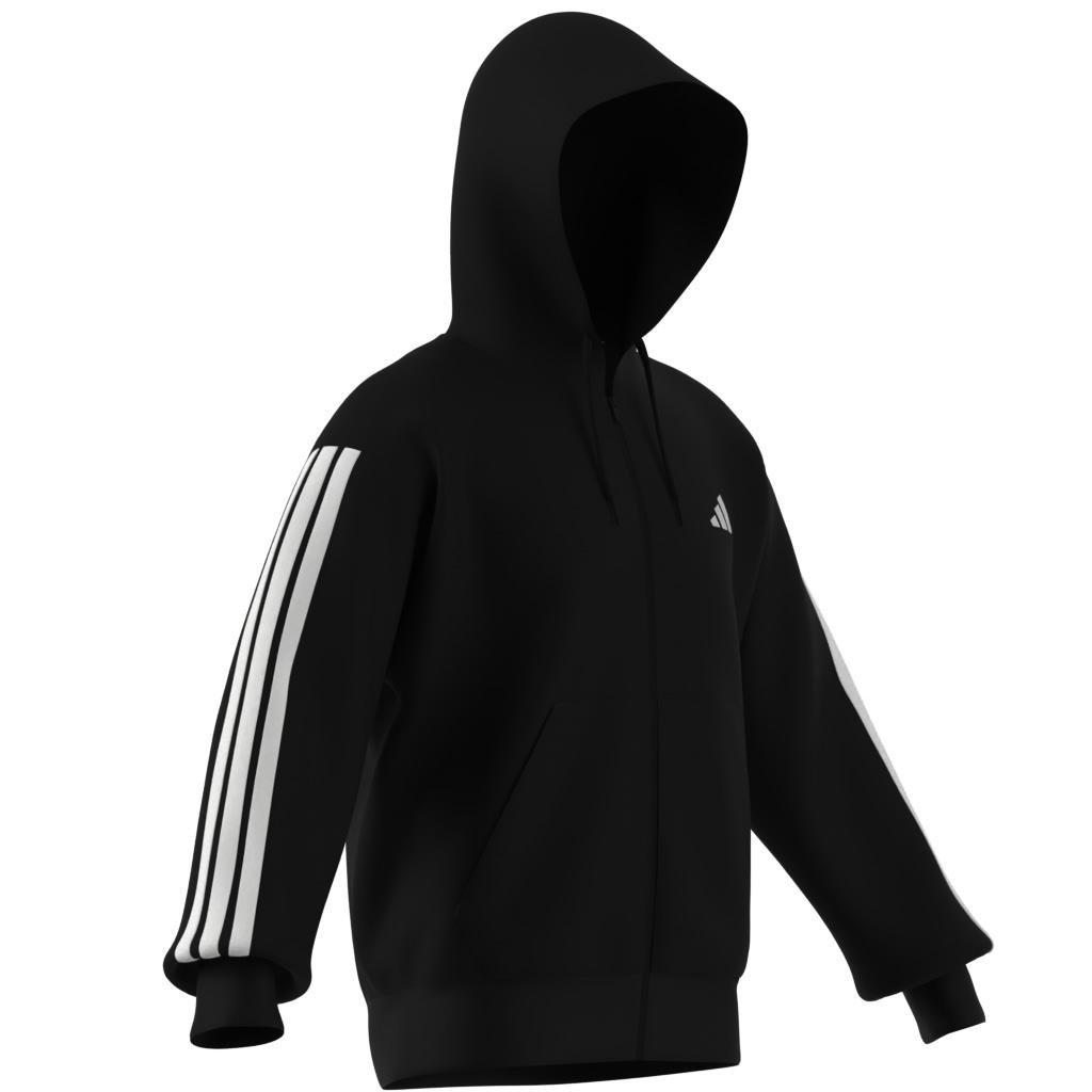 Essentials 3-Stripes French Terry Full-Zip Hoodie, Black, , large image number 5