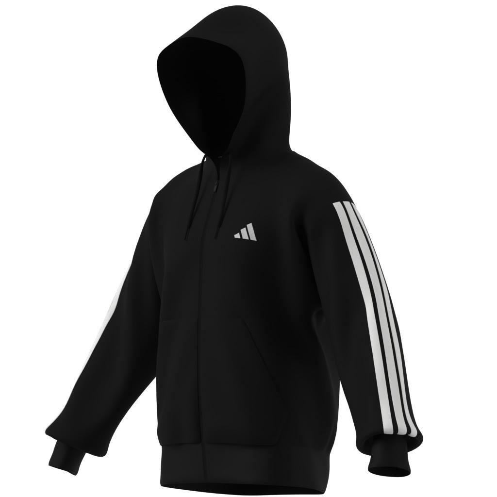 Essentials 3-Stripes French Terry Full-Zip Hoodie, Black, , large image number 6