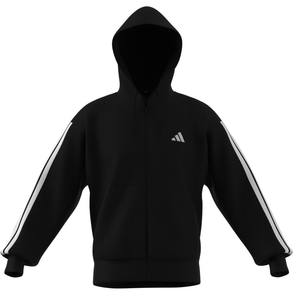 Essentials 3-Stripes French Terry Full-Zip Hoodie, Black, , large image number 9