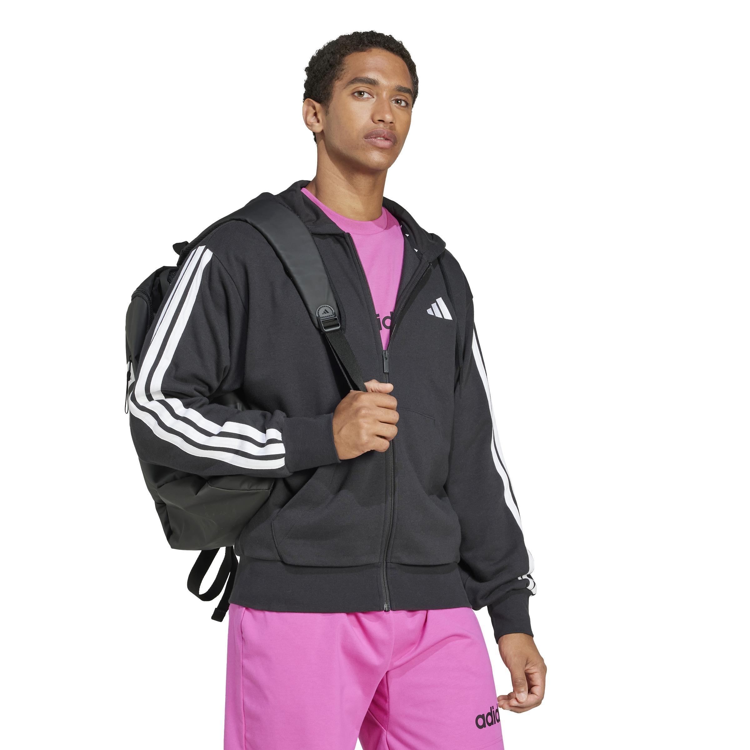 Essentials 3-Stripes French Terry Full-Zip Hoodie, Black, , large image number 10