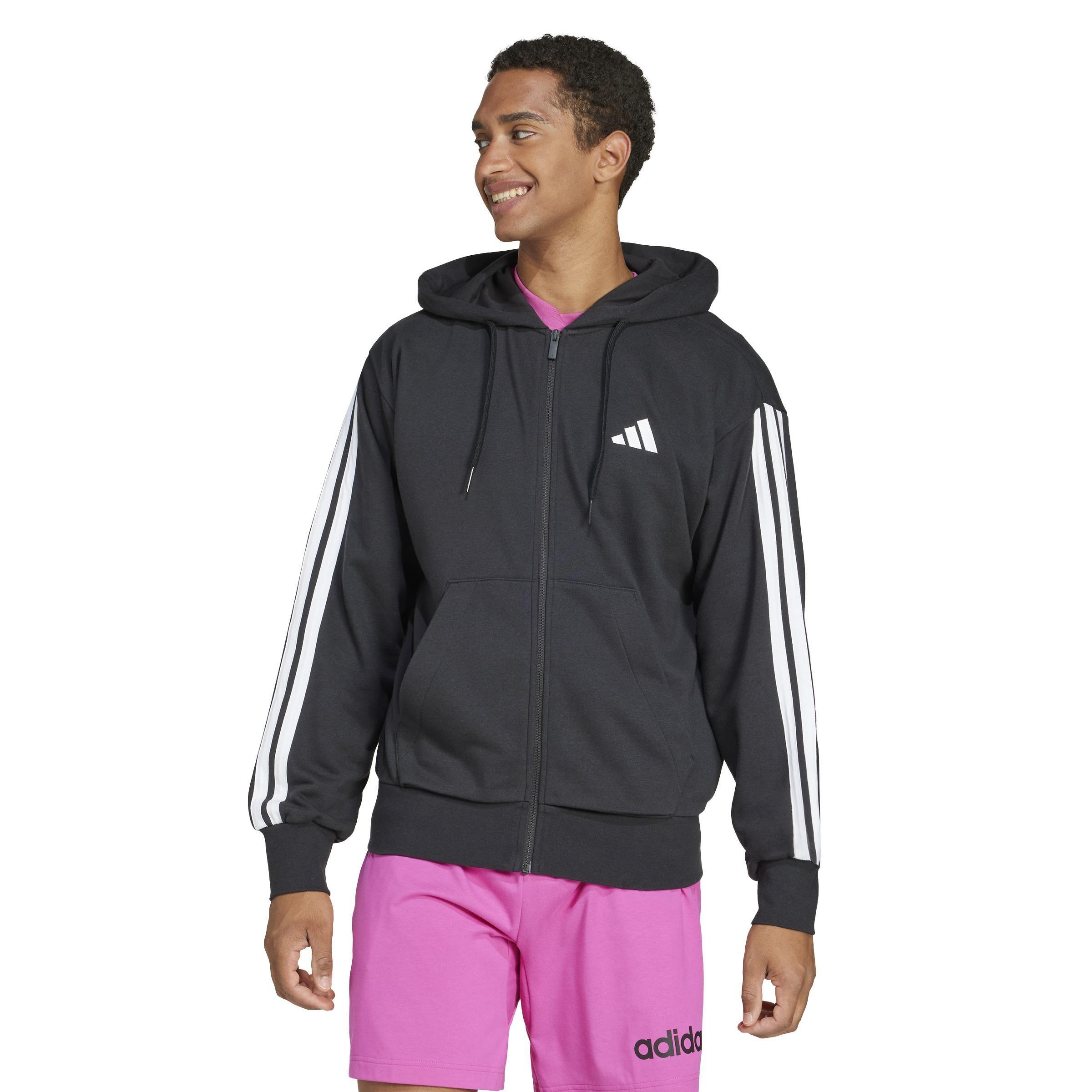Essentials 3-Stripes French Terry Full-Zip Hoodie, Black, , large image number 13