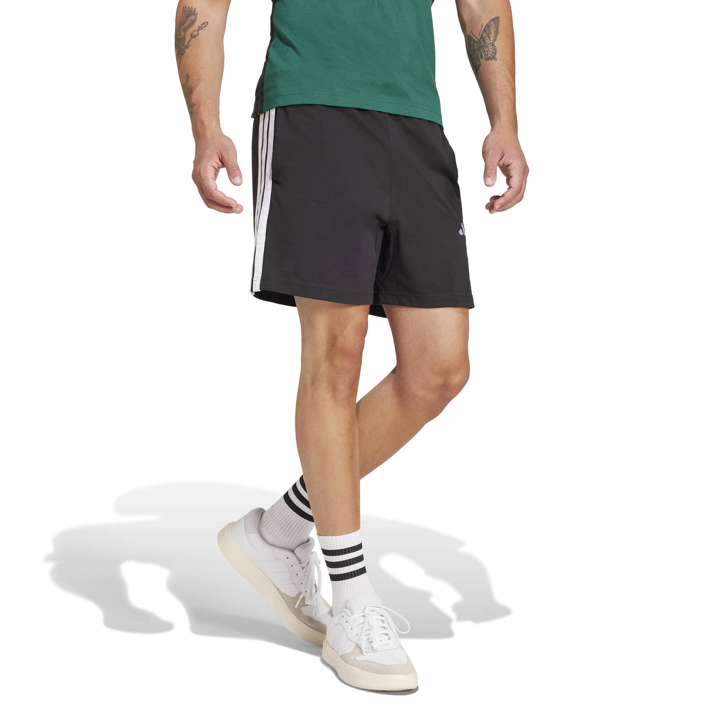 Essentials 3-Stripes Single Jersey Shorts 7-Inch, Black, , large image number 7