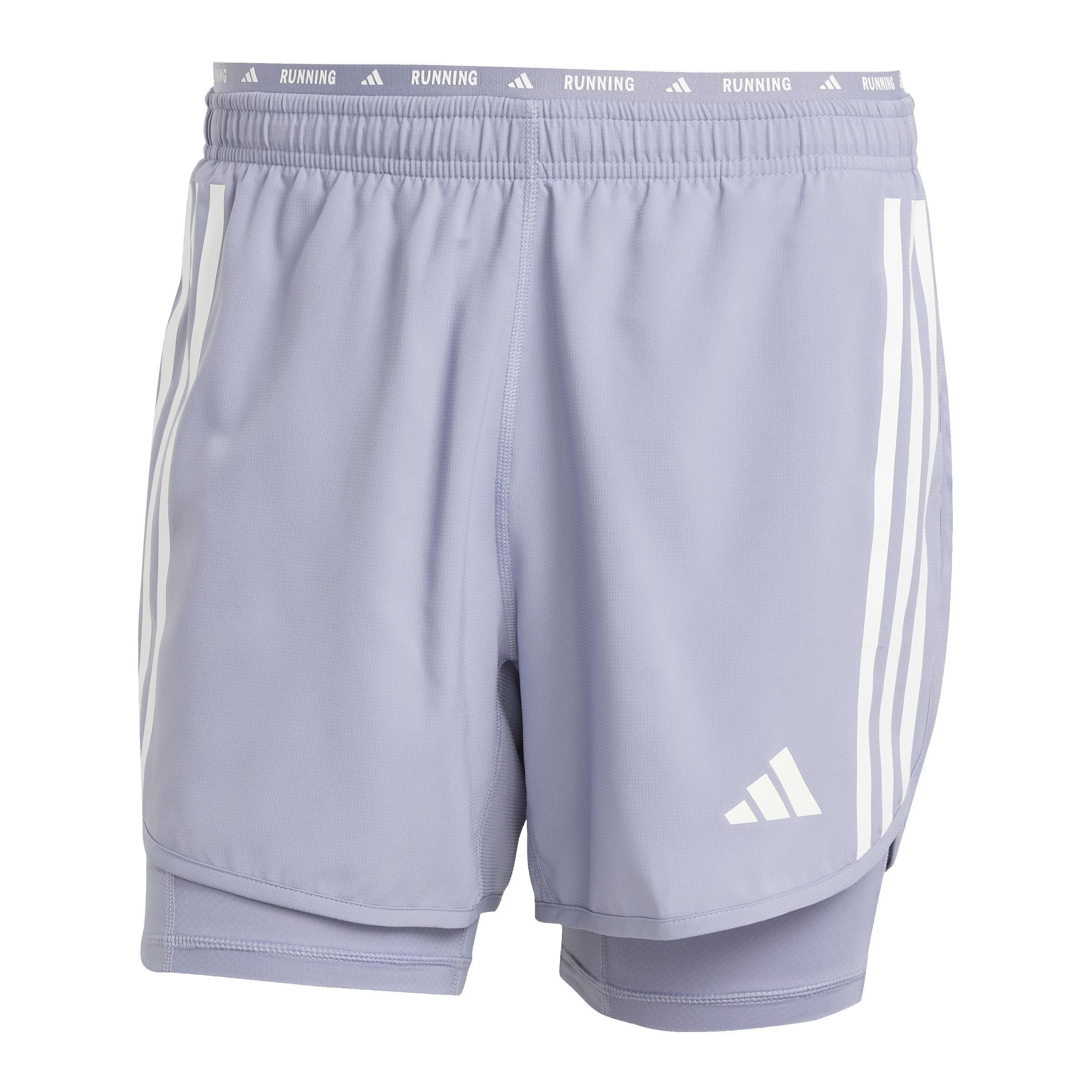 Own the Run 3-Stripes 2-in-1 Shorts, Purple, A701_ONE, large image number 0