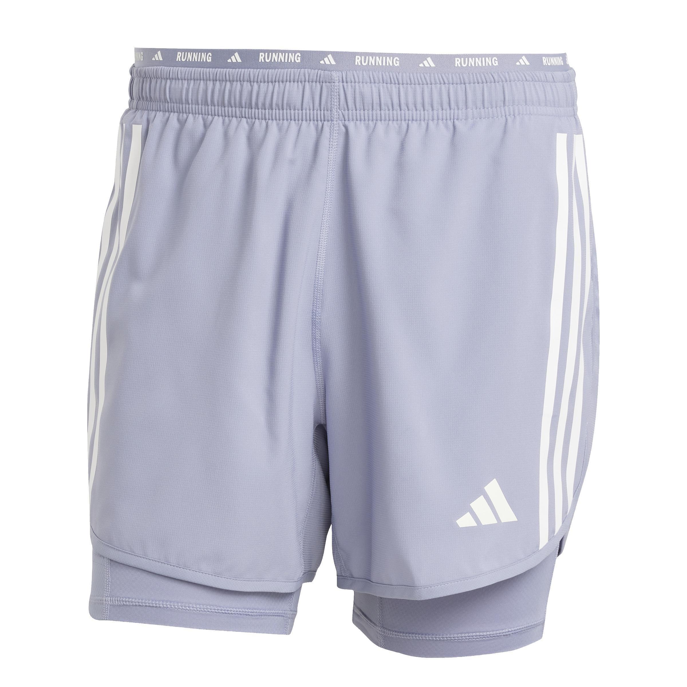 Own the Run 3-Stripes 2-in-1 Shorts, Purple, A701_ONE, large image number 1