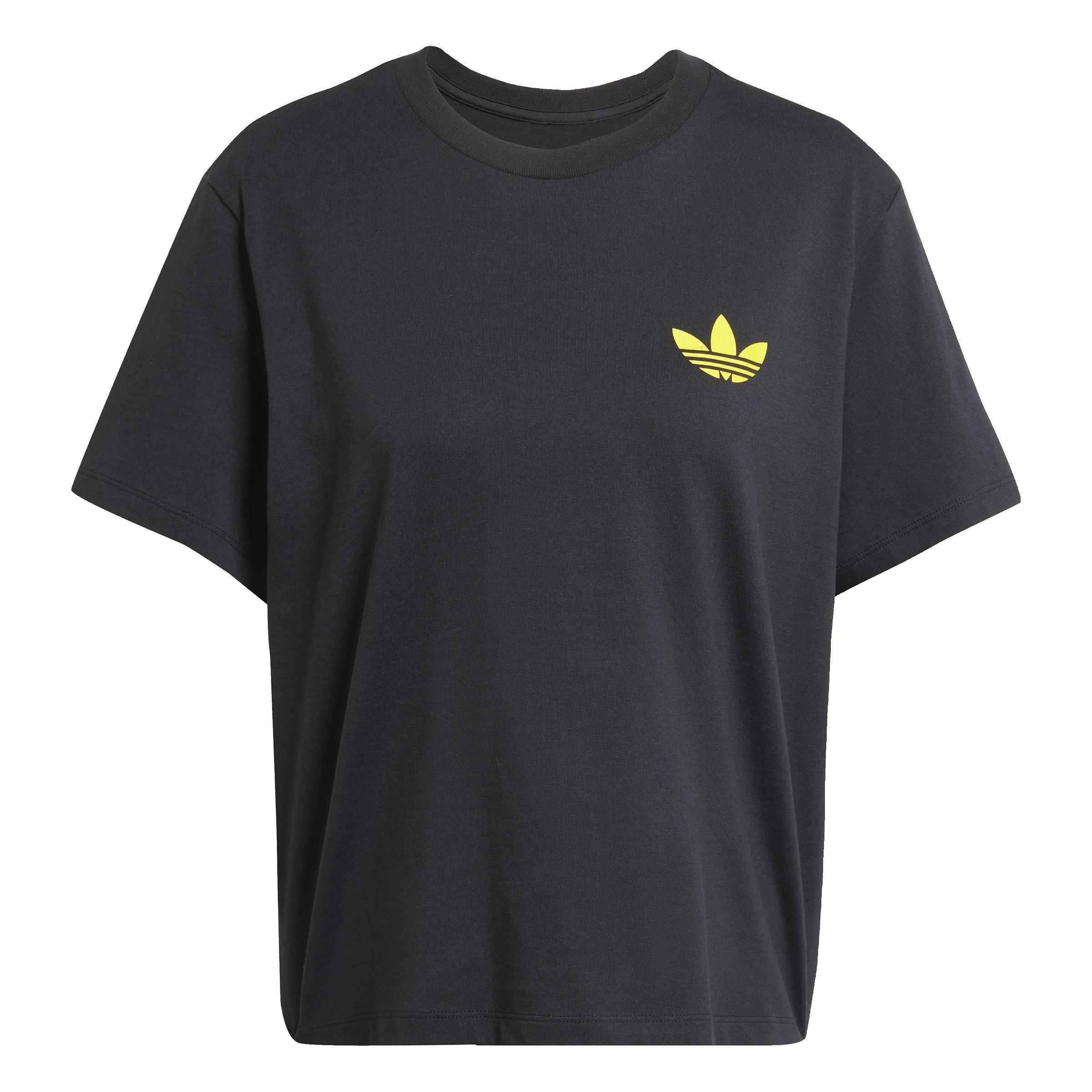 Smiley Loose 3-Stripes T-Shirt, Black, , large image number 0