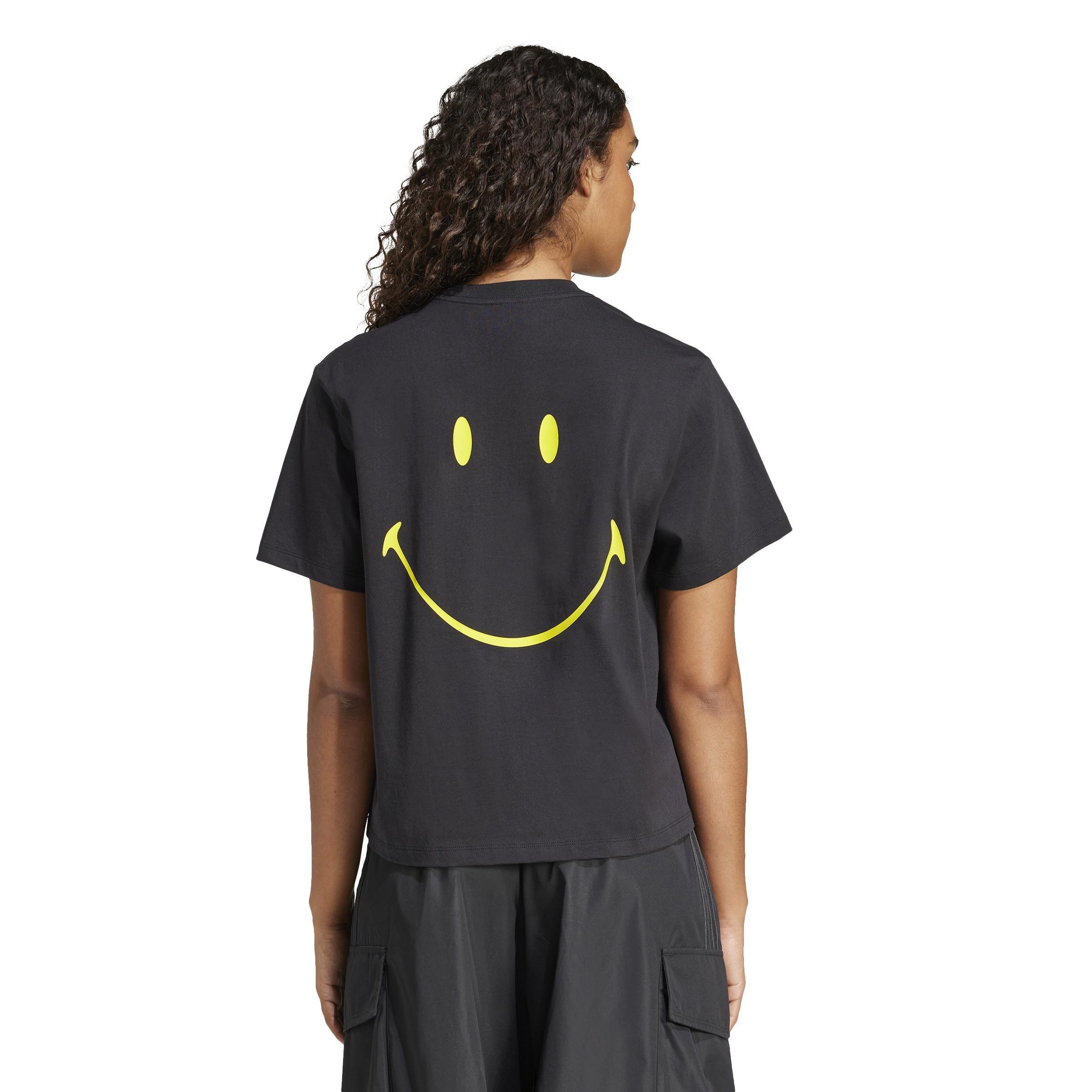 Smiley Loose 3-Stripes T-Shirt, Black, , large image number 1