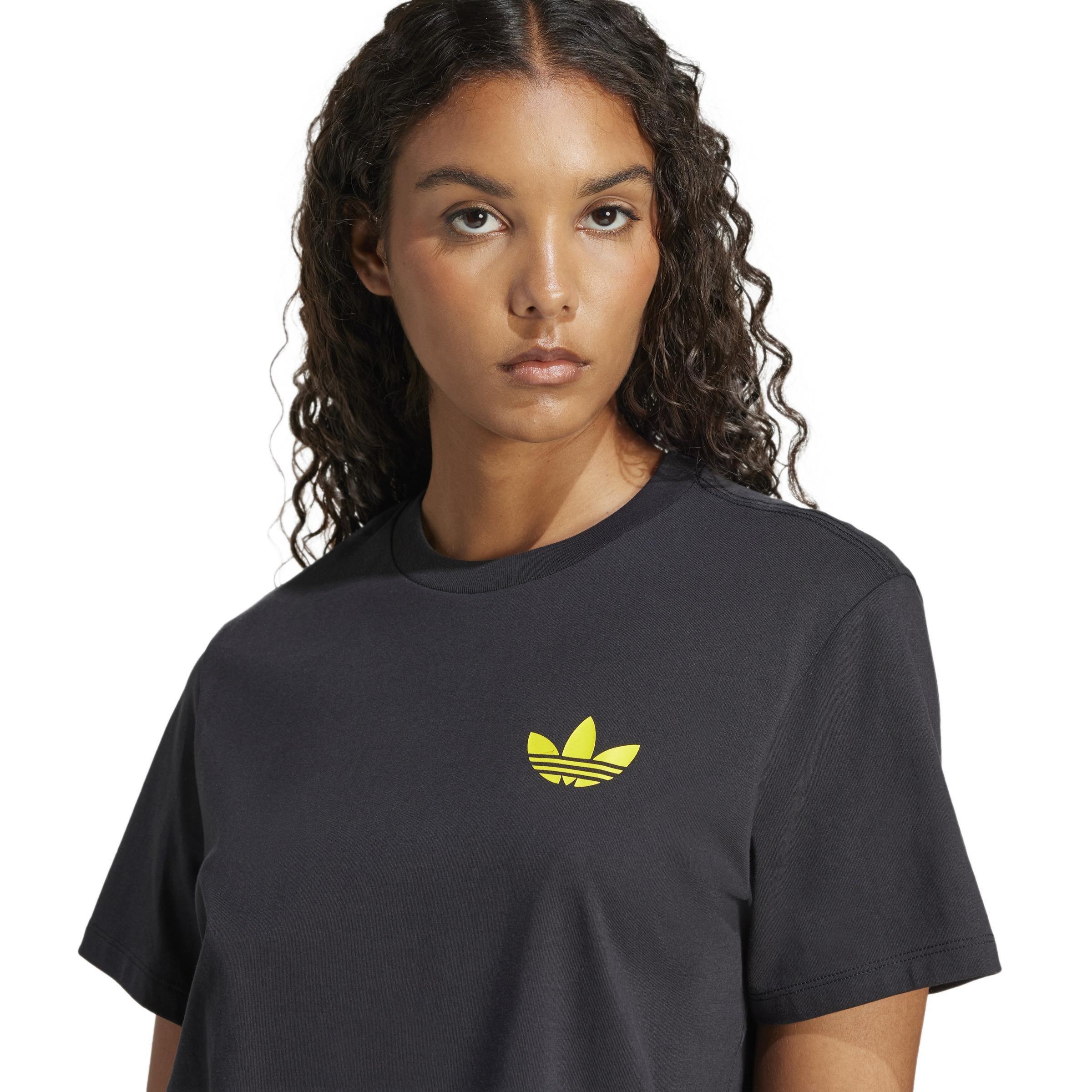 Smiley Loose 3-Stripes T-Shirt, Black, , large image number 2