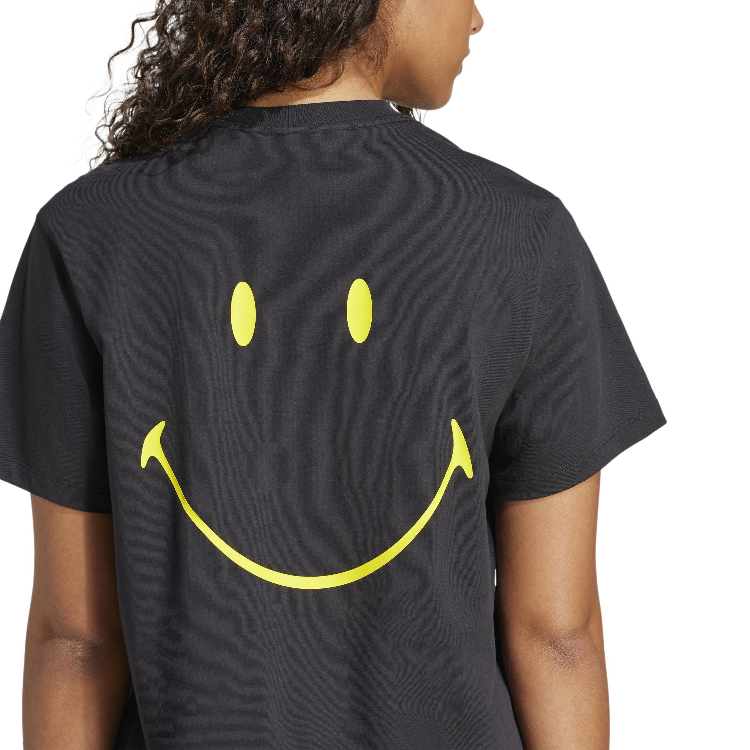 Smiley Loose 3-Stripes T-Shirt, Black, A701_ONE, large image number 3