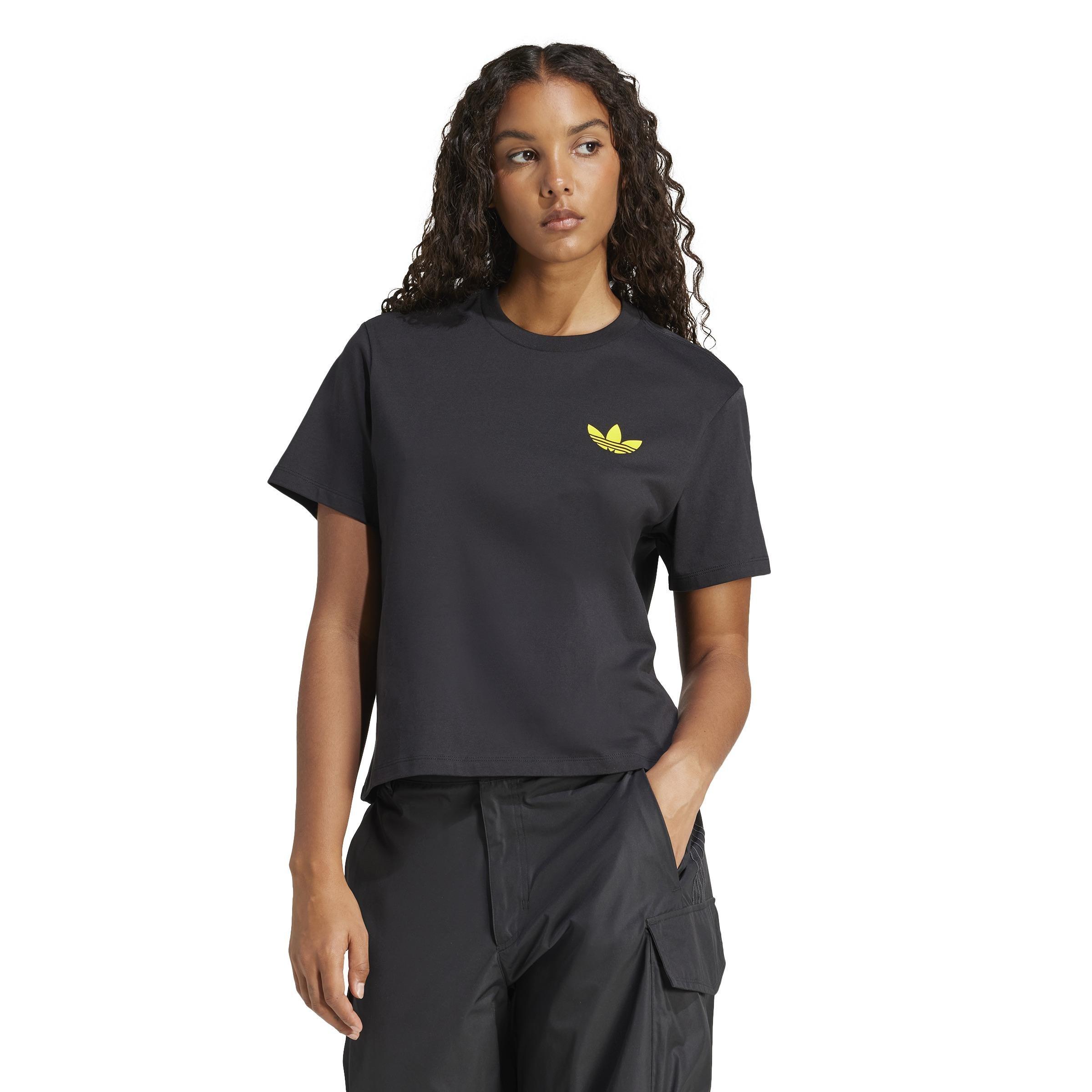 Smiley Loose 3-Stripes T-Shirt, Black, , large image number 11