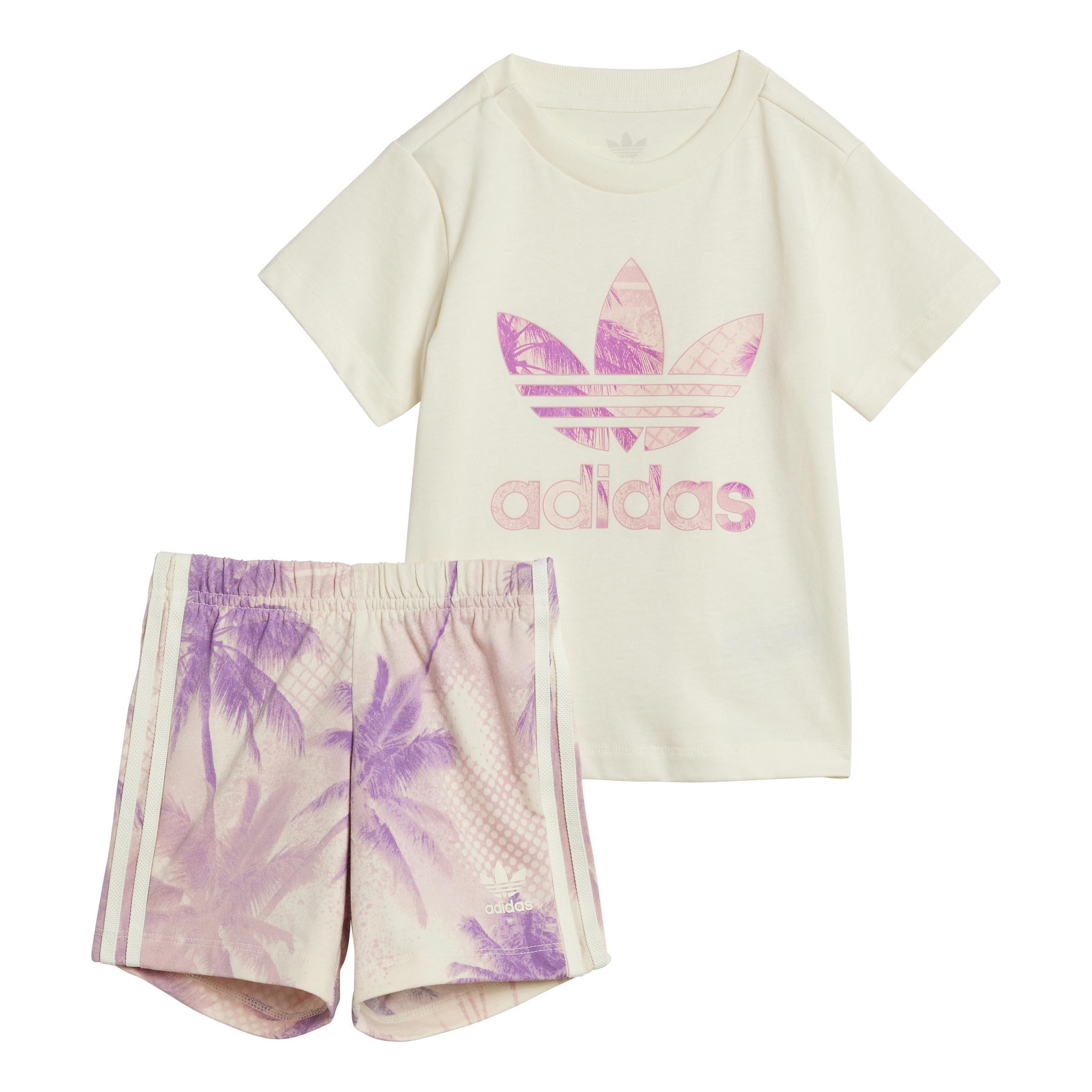Unisex Kids Short Tee Set, Beige, A701_ONE, large image number 0