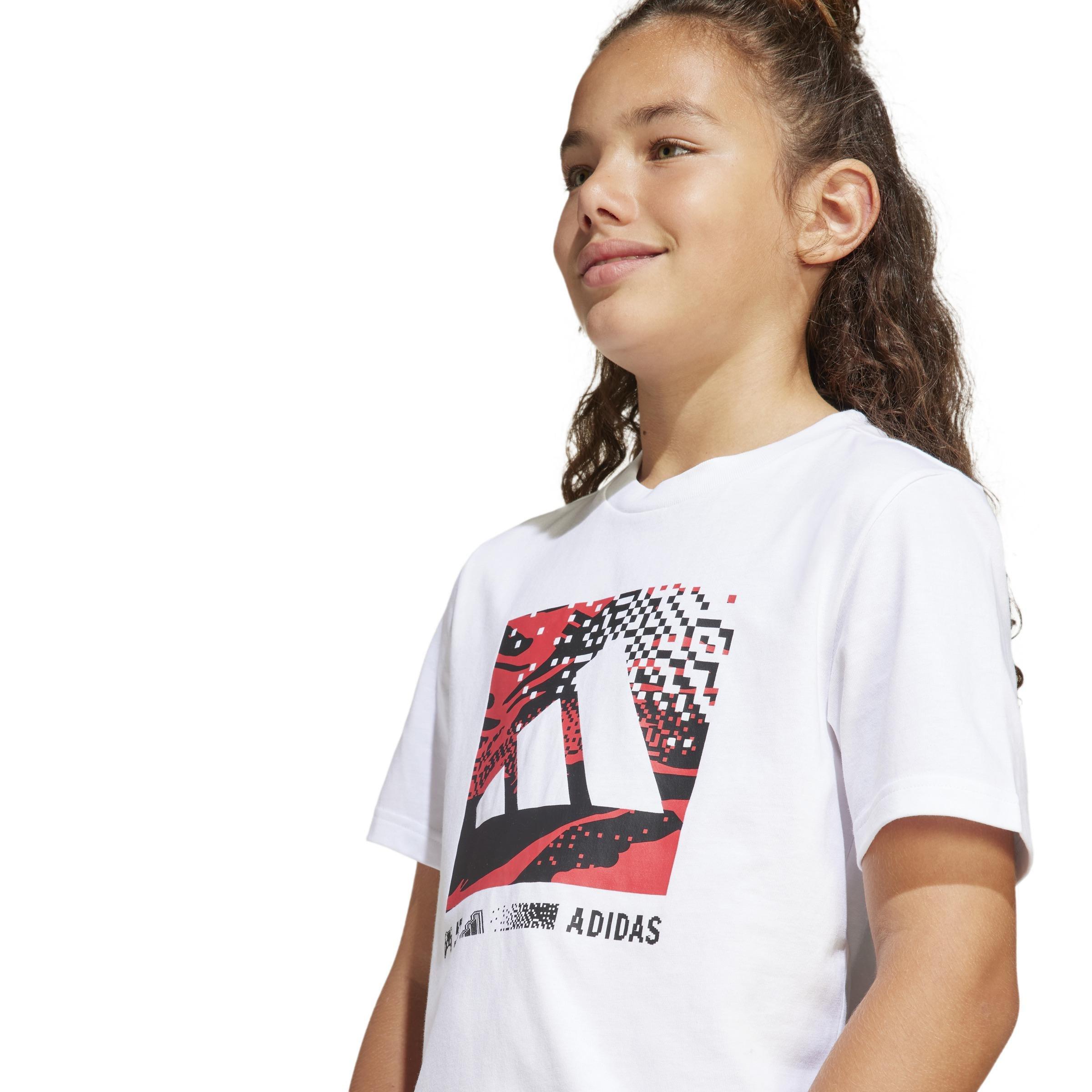 Unisex Kids Camo Graphic T-Shirt, White, , large image number 4