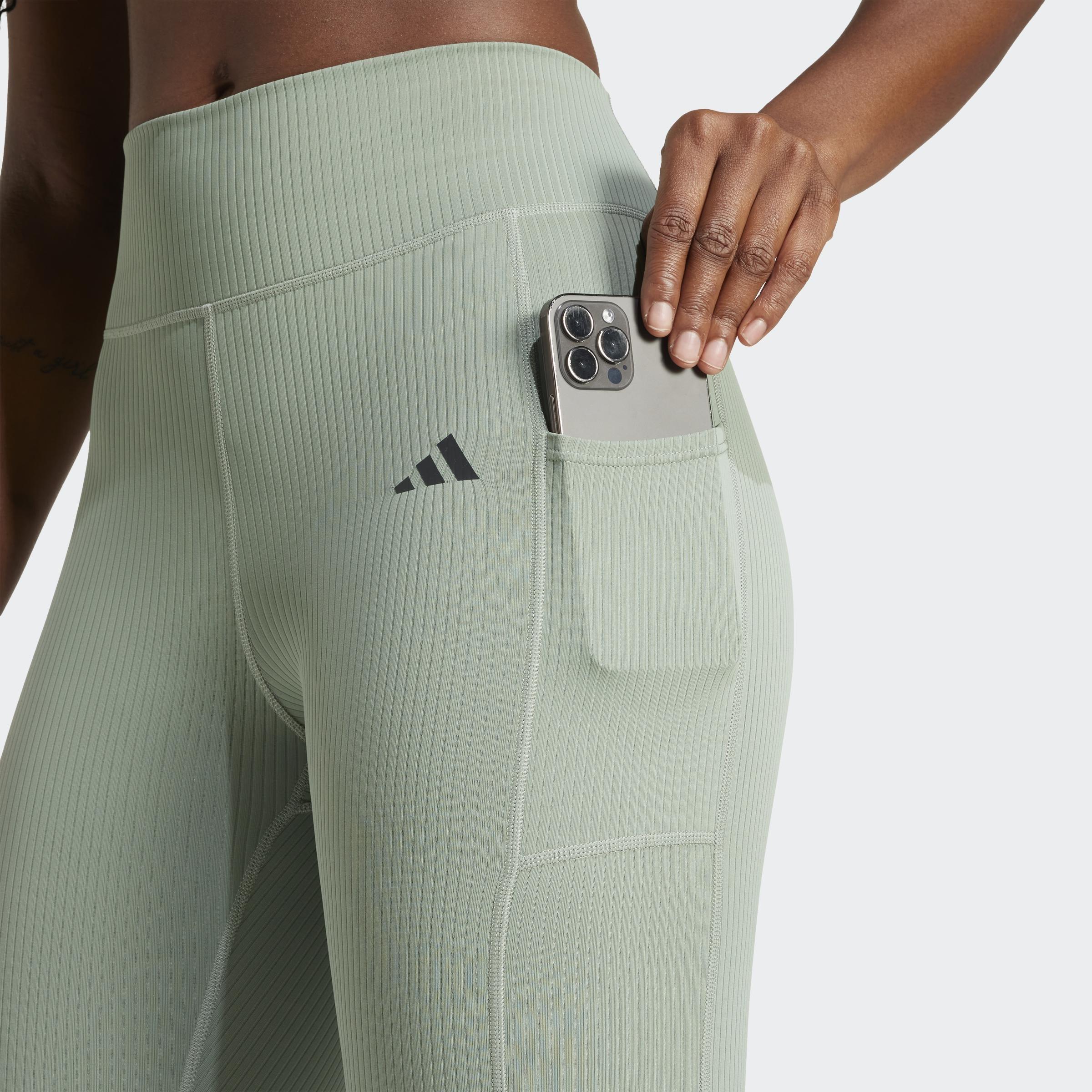 Optime Rib 7/8 Leggings, Green, A701_ONE, large image number 3
