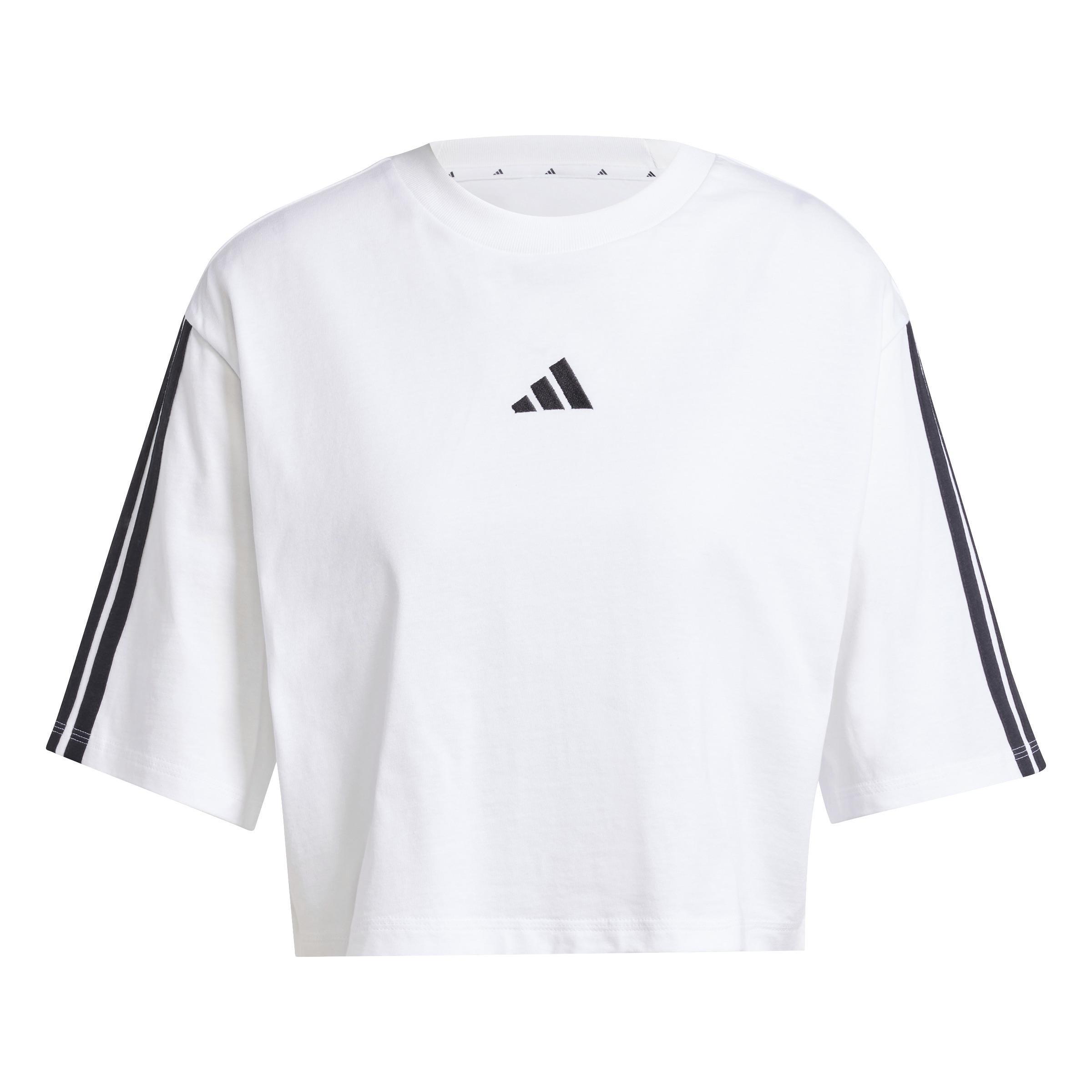 Essentials 3-Stripes Cotton Loose T-Shirt, White, , large image number 0