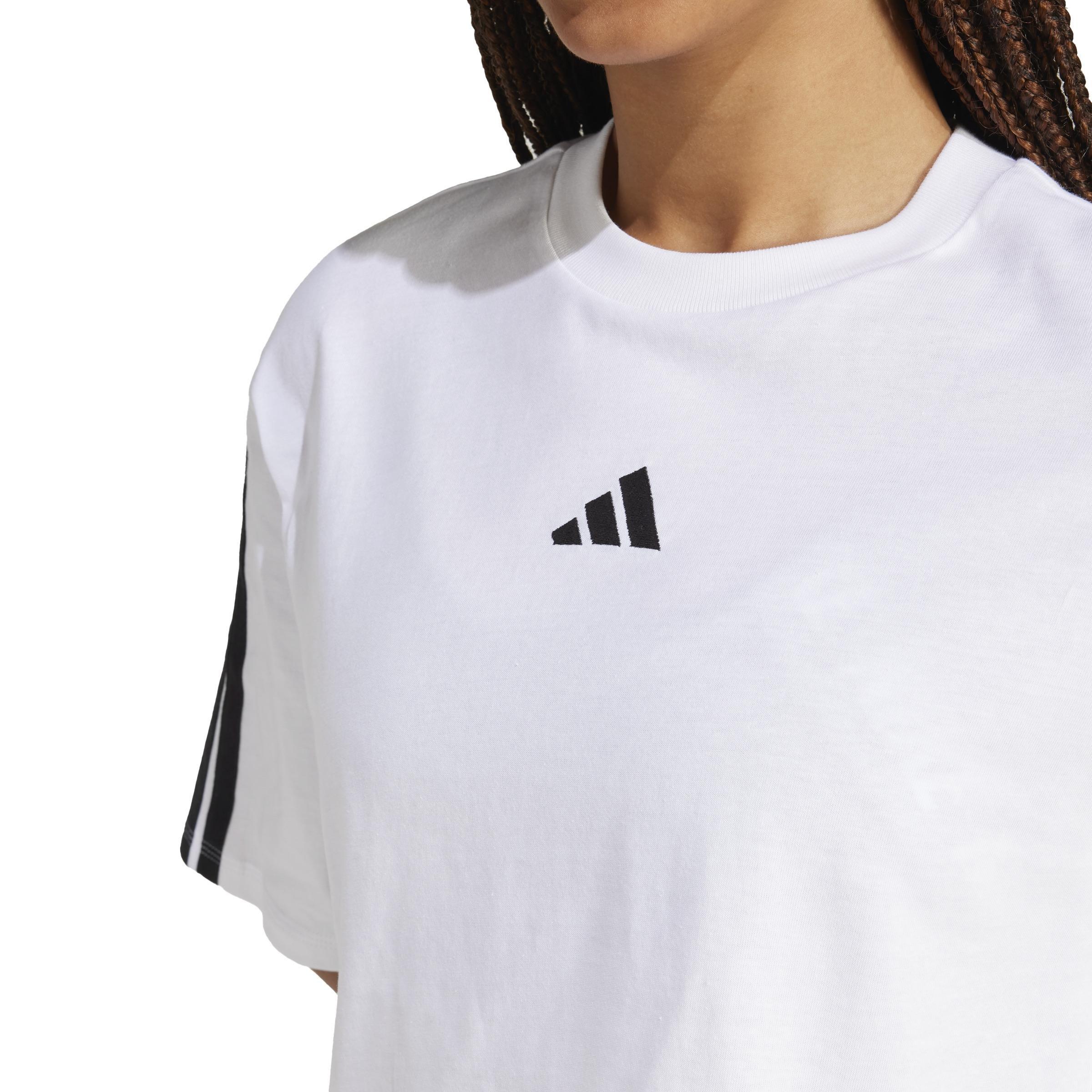 Essentials 3-Stripes Cotton Loose T-Shirt, White, , large image number 3
