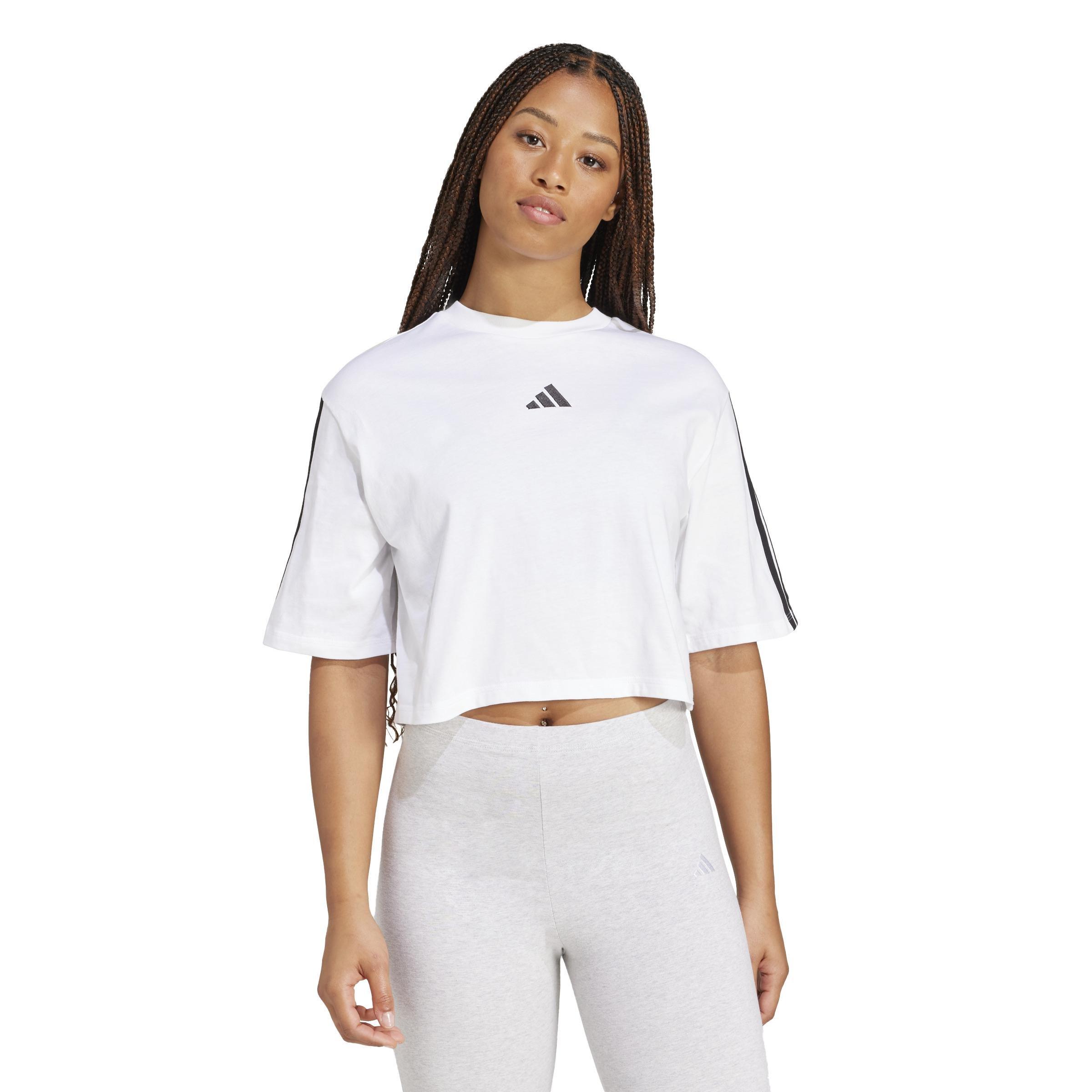 Essentials 3-Stripes Cotton Loose T-Shirt, White, , large image number 13