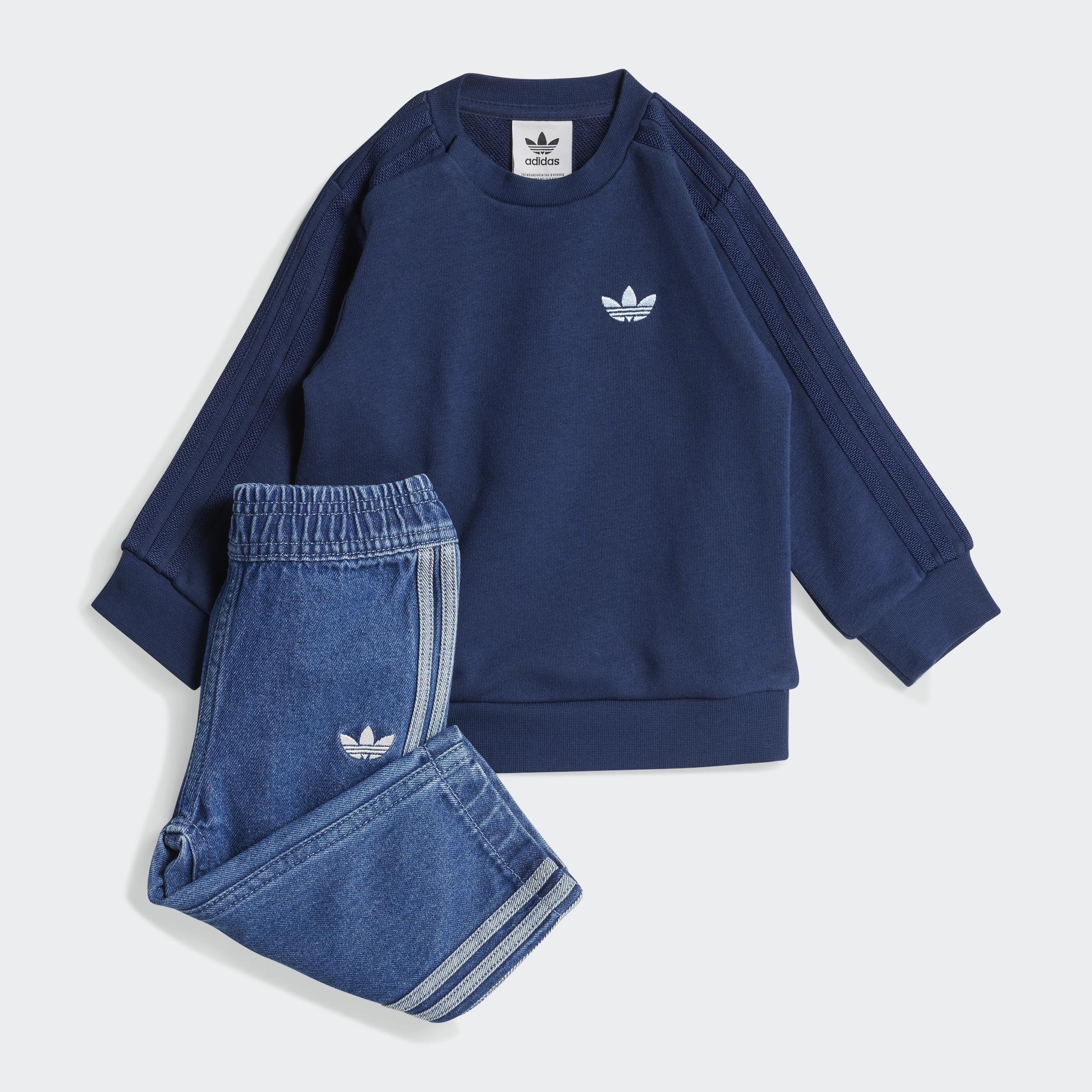 Kids Unisex Denim Crew Set, Blue, A701_ONE, medium
