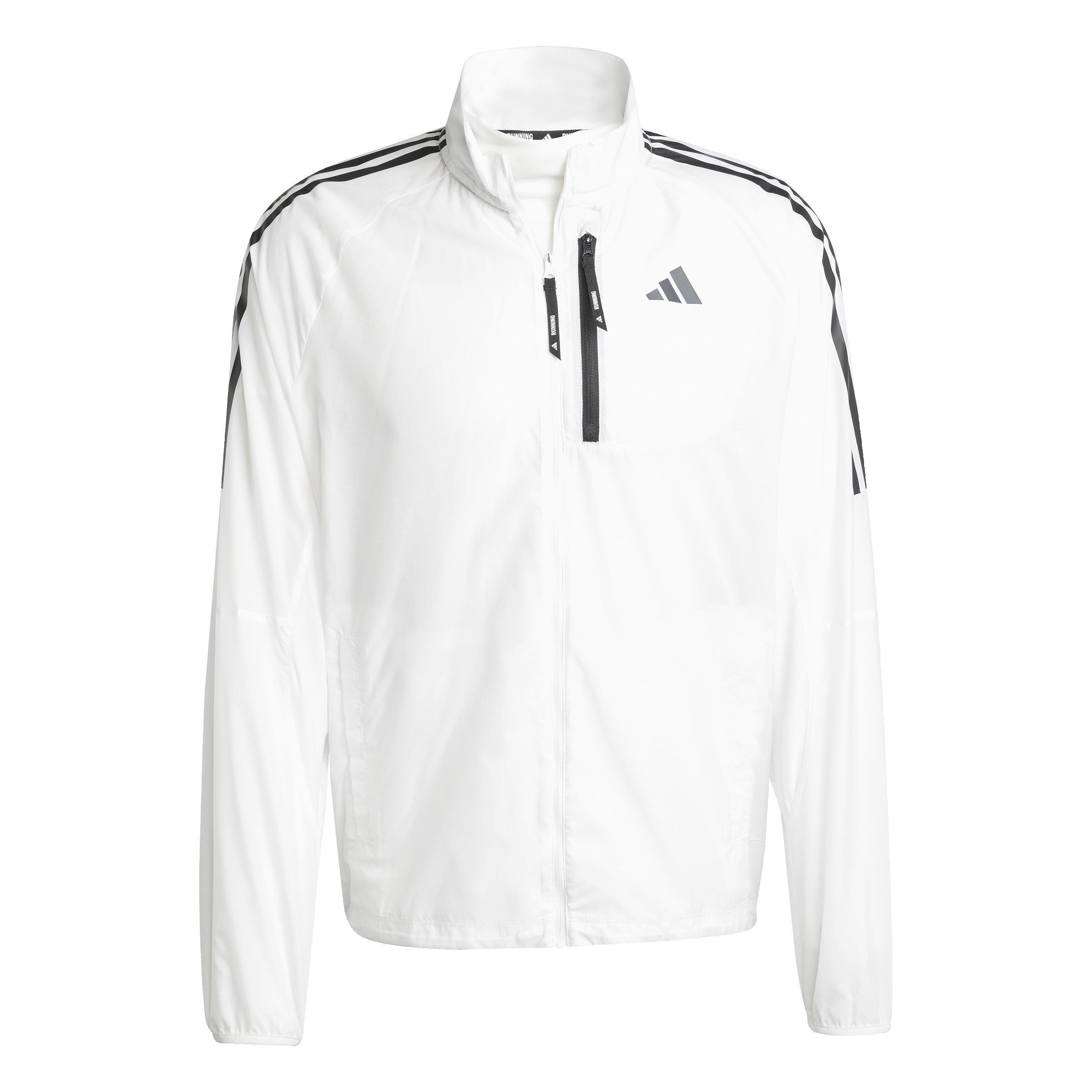 Own the Run 3-Stripes Packable Jacket, White, A701_ONE, large image number 0