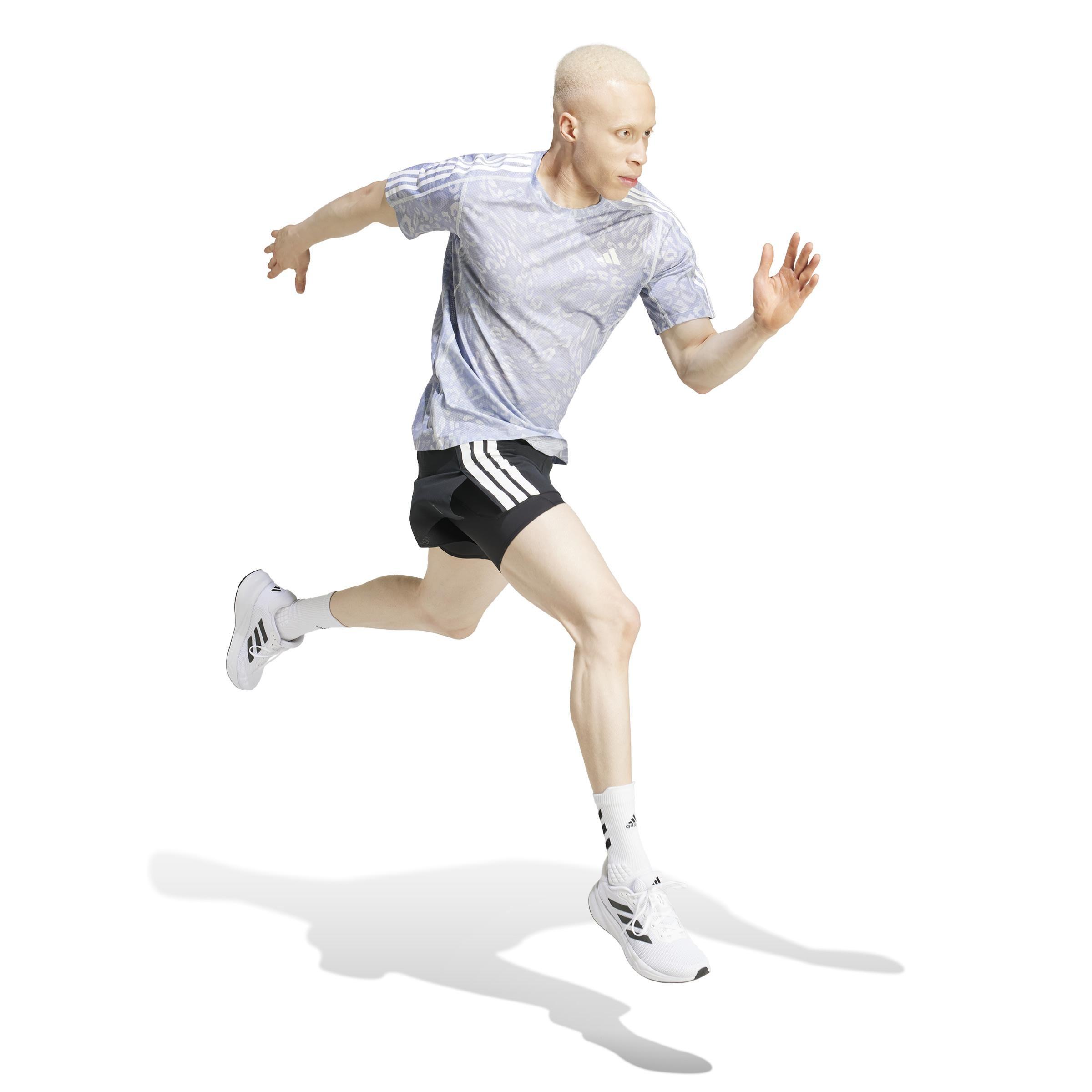 Own The Run CLIMACOOL 3-Stripes T-Shirt, Grey, A701_ONE, large image number 4