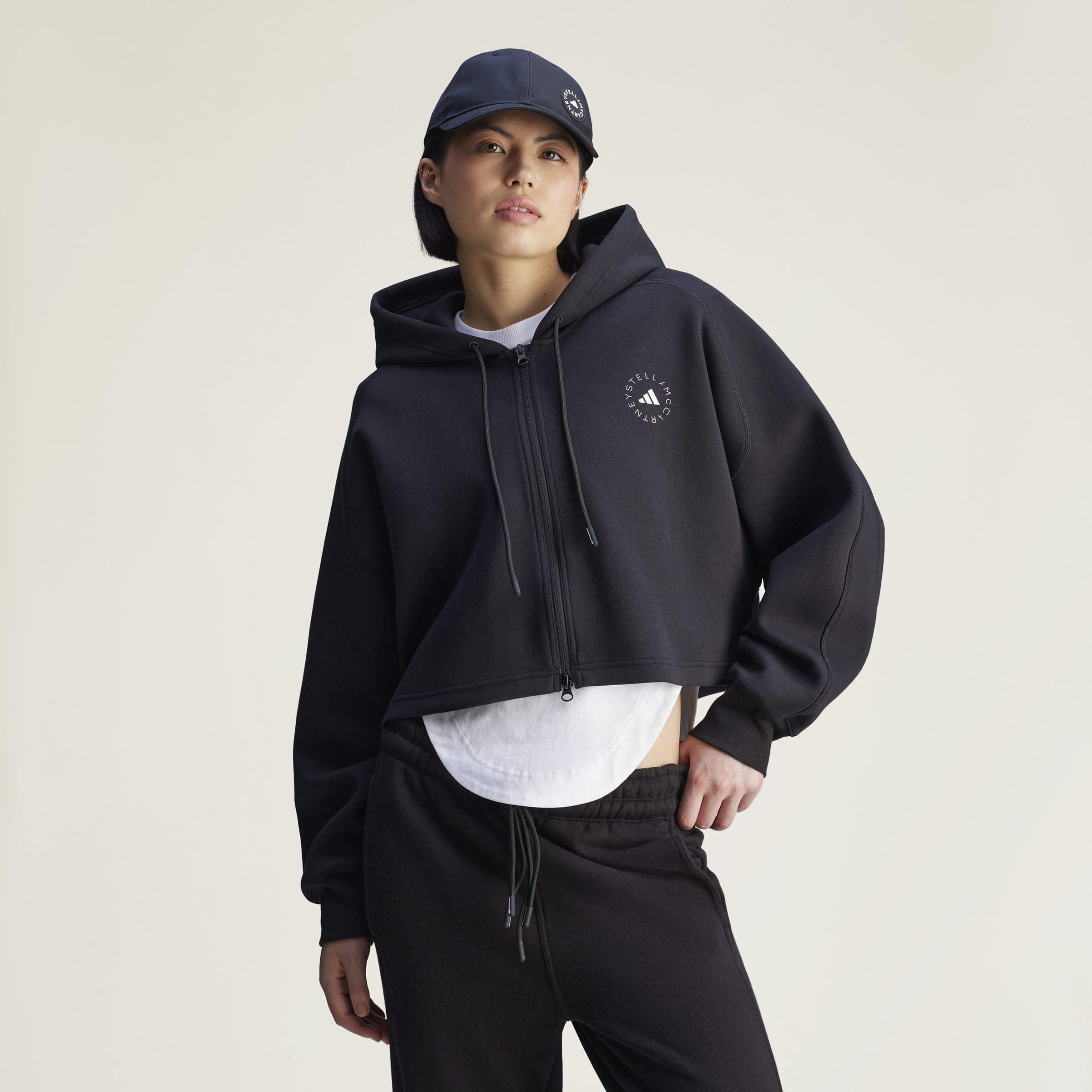 adidas by Stella McCartney Sportswear Cropped Hoodie, Black, A701_ONE, large image number 4