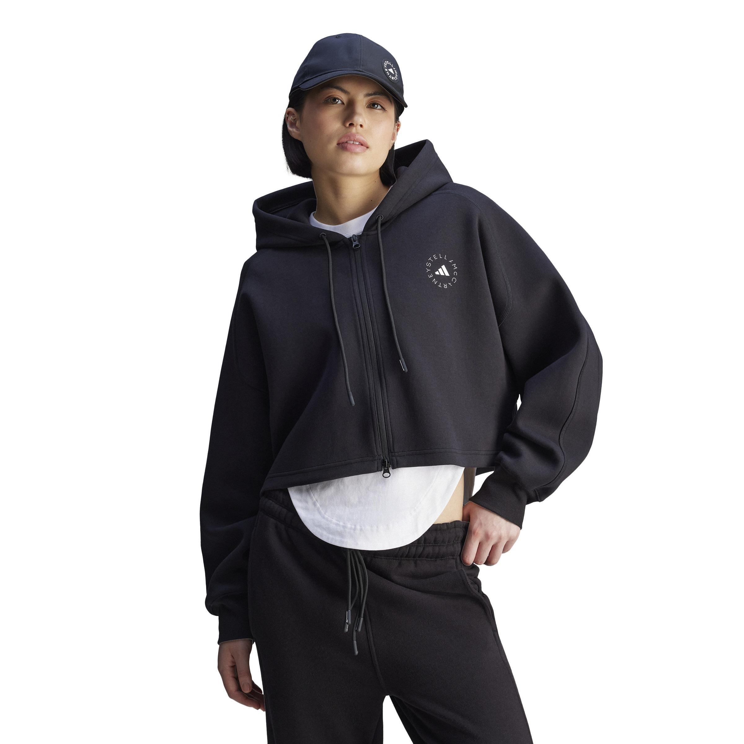 adidas by Stella McCartney Sportswear Cropped Hoodie, Black, A701_ONE, large image number 5