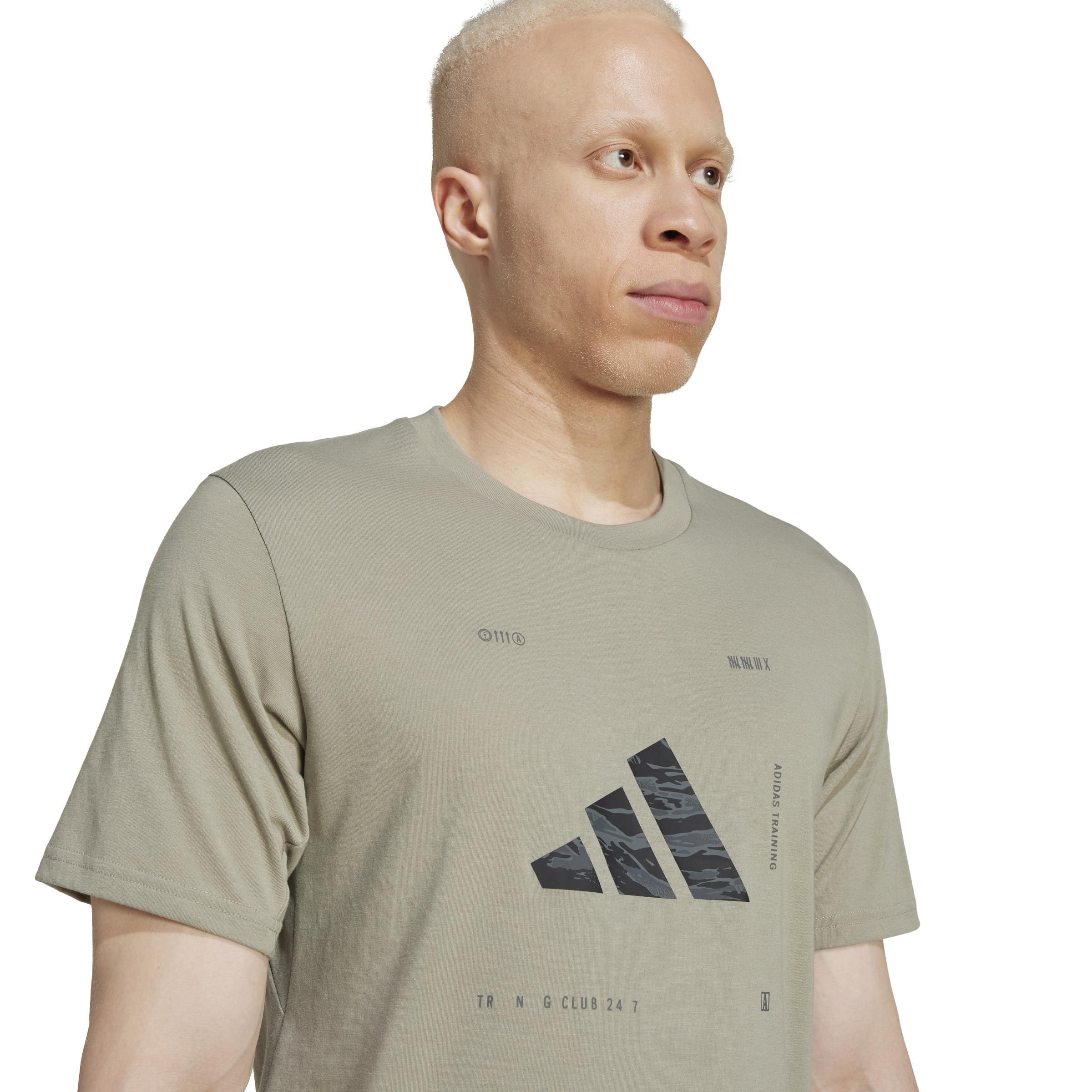 Climacool Training Camo Logo Graphic T-Shirt, Green, A701_ONE, large image number 3