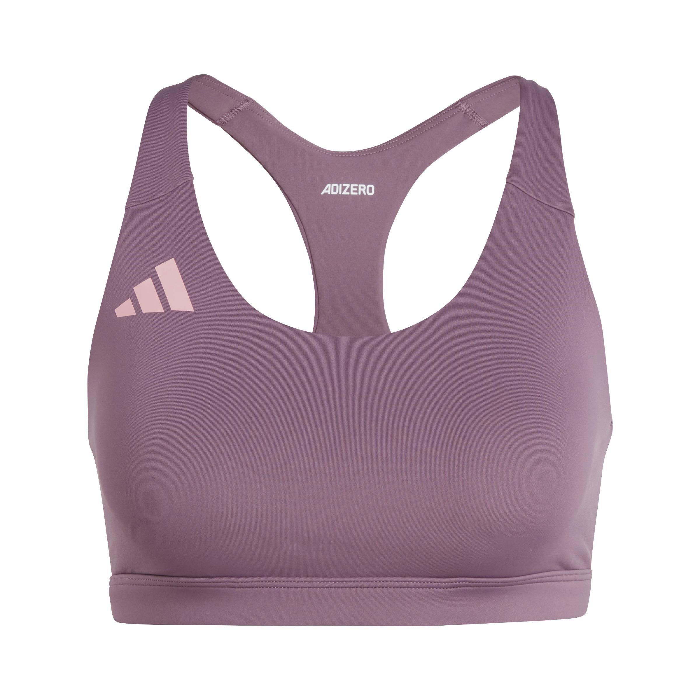 Women Adizero Essentials Run Medium-Support Bra, Purple, A701_ONE, large image number 0