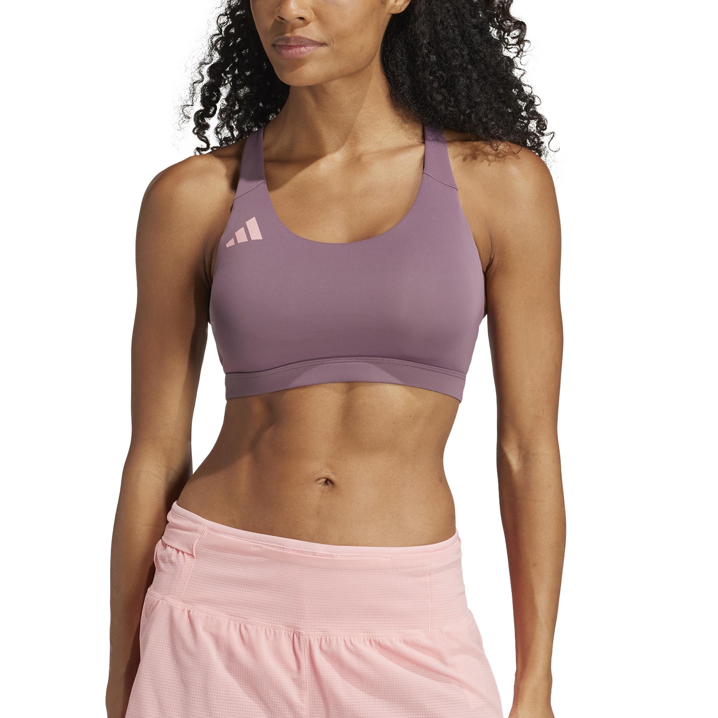 Women Adizero Essentials Run Medium-Support Bra, Purple, A701_ONE, large image number 1