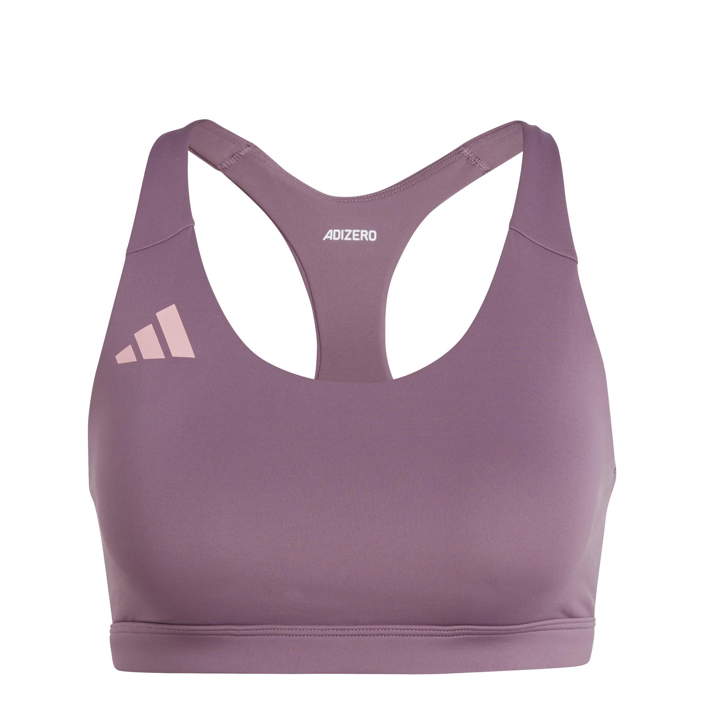 Women Adizero Essentials Run Medium-Support Bra, Purple, A701_ONE, large image number 2